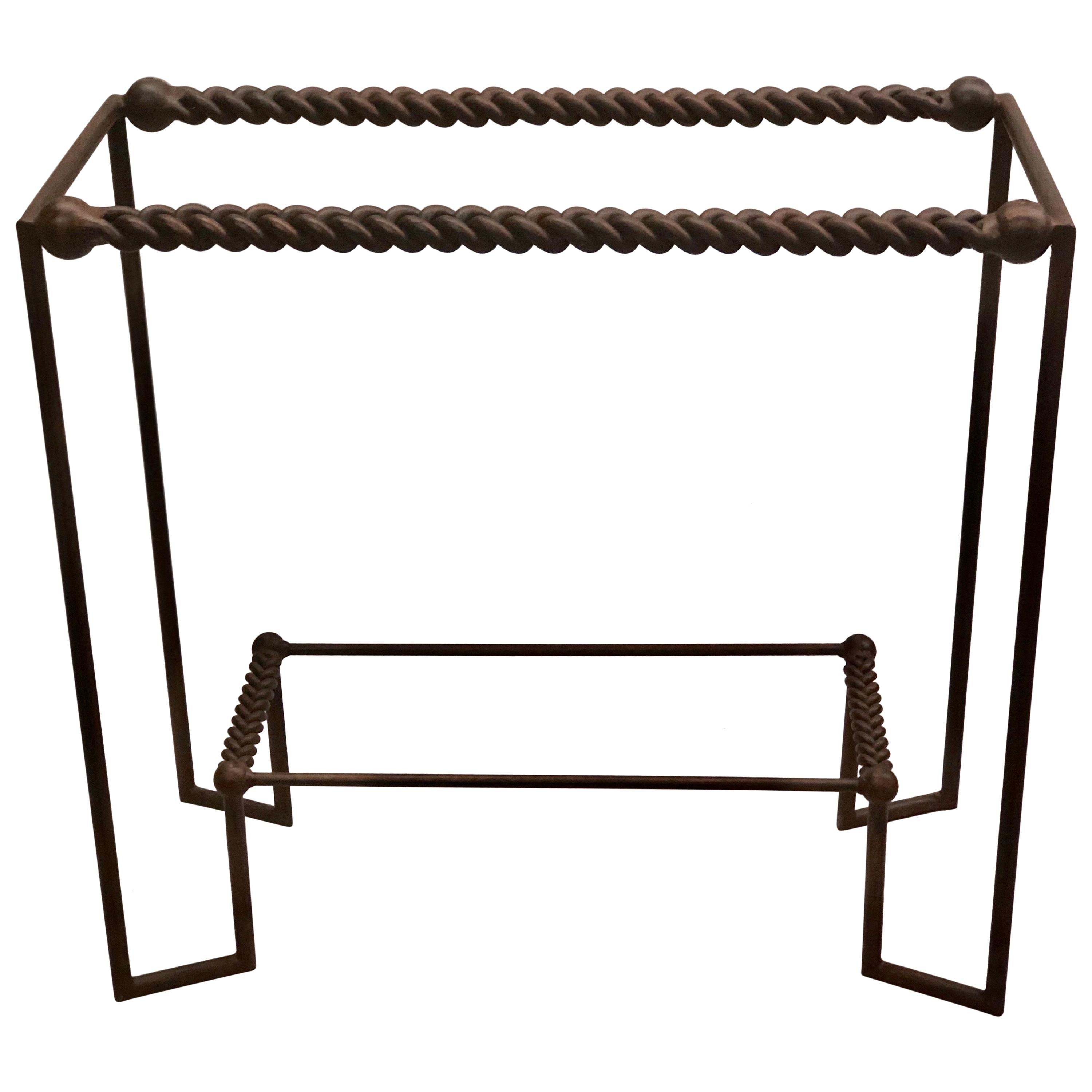 Italian Mid-Century Modern Wrought and Braided Iron Console by Giovanni Banci