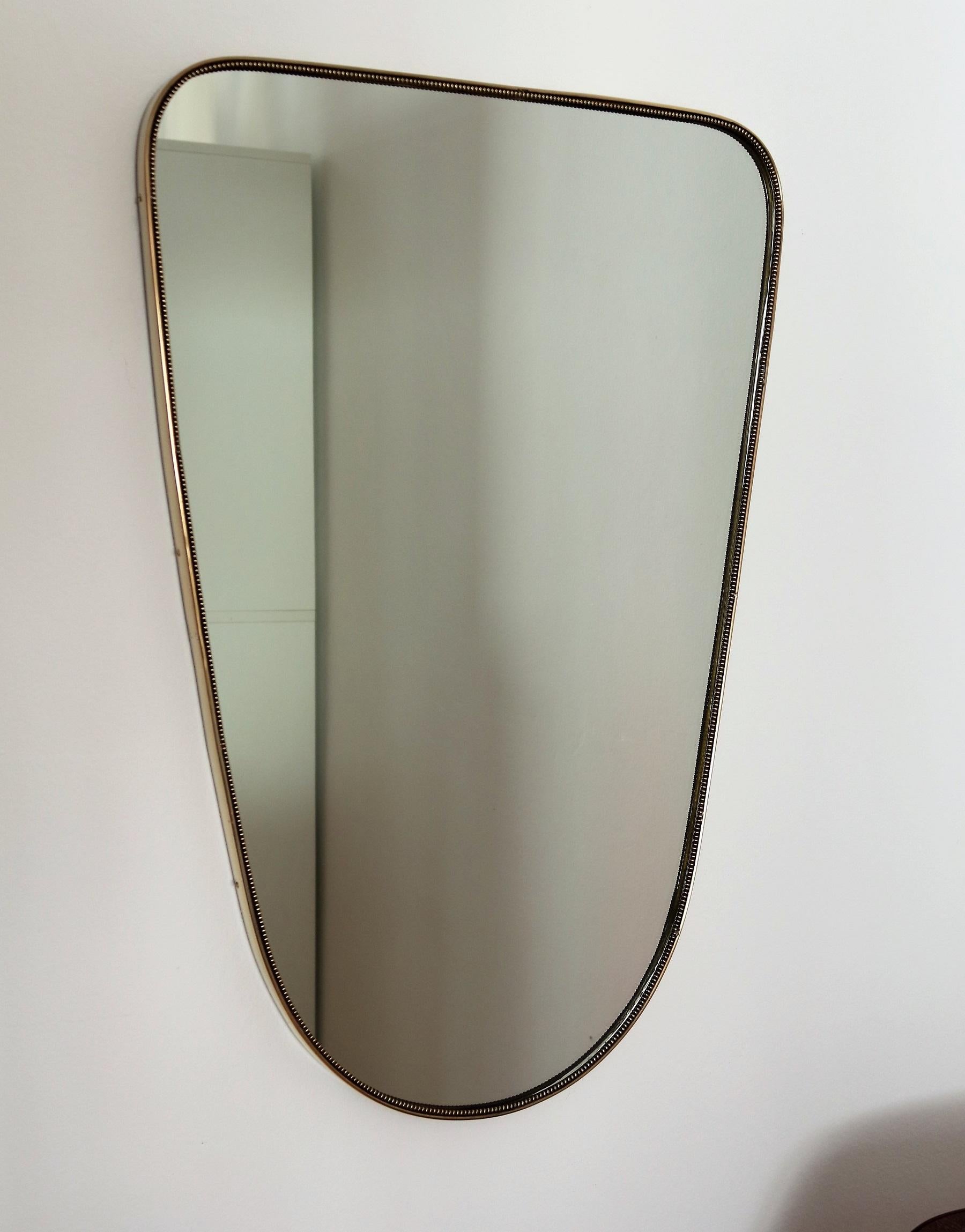 Italian Midcentury Extra Large Vintage Wall Mirror with Brass Frame, 1950s 12