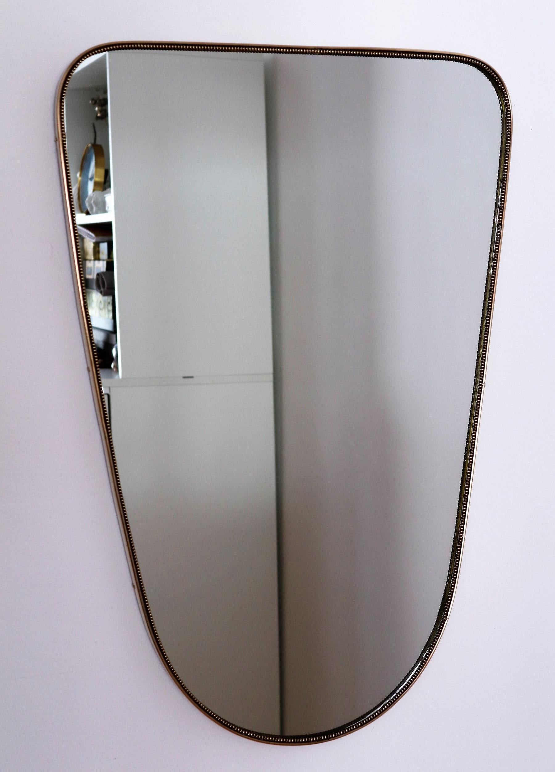 Italian Midcentury Extra Large Vintage Wall Mirror with Brass Frame, 1950s 15