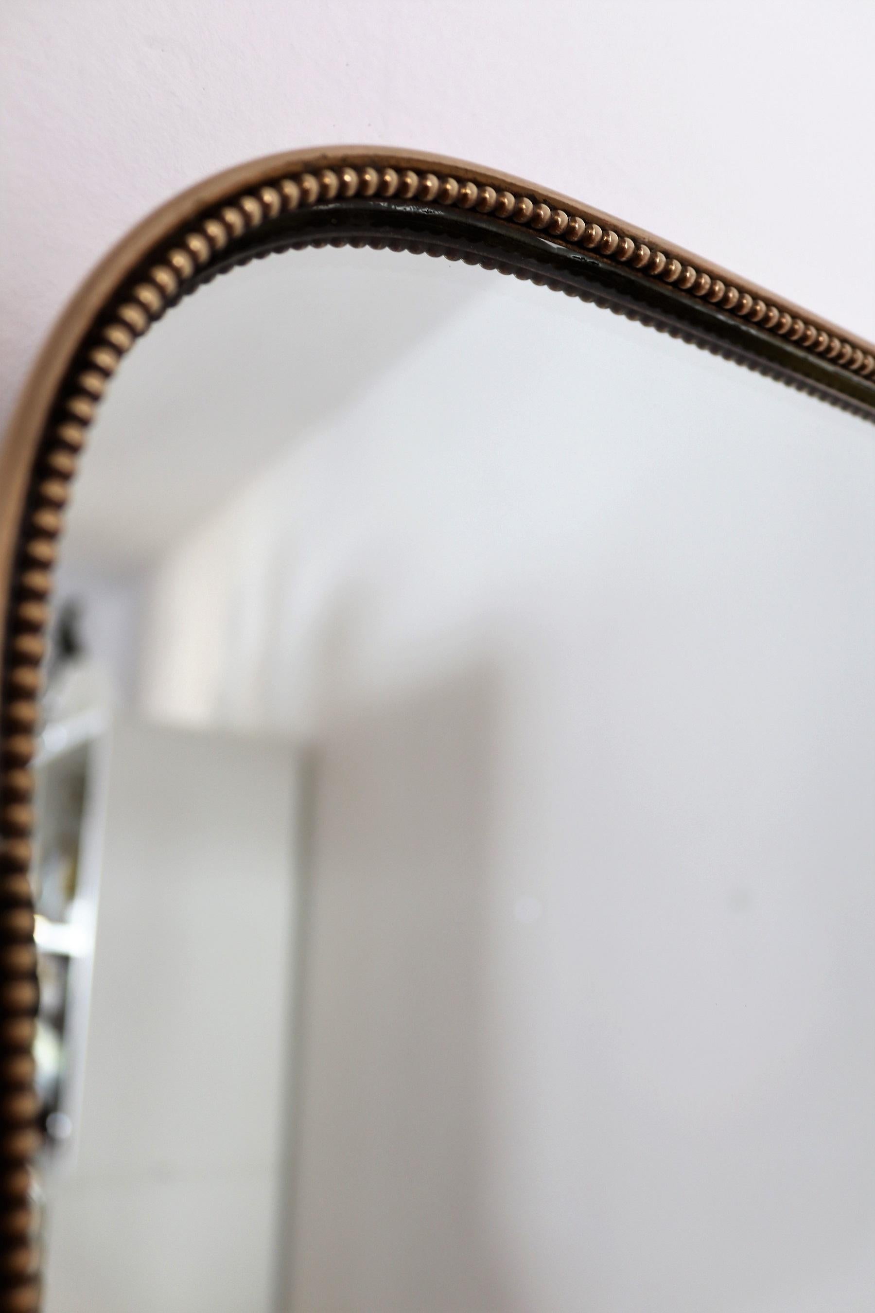 Mid-20th Century Italian Midcentury Extra Large Vintage Wall Mirror with Brass Frame, 1950s