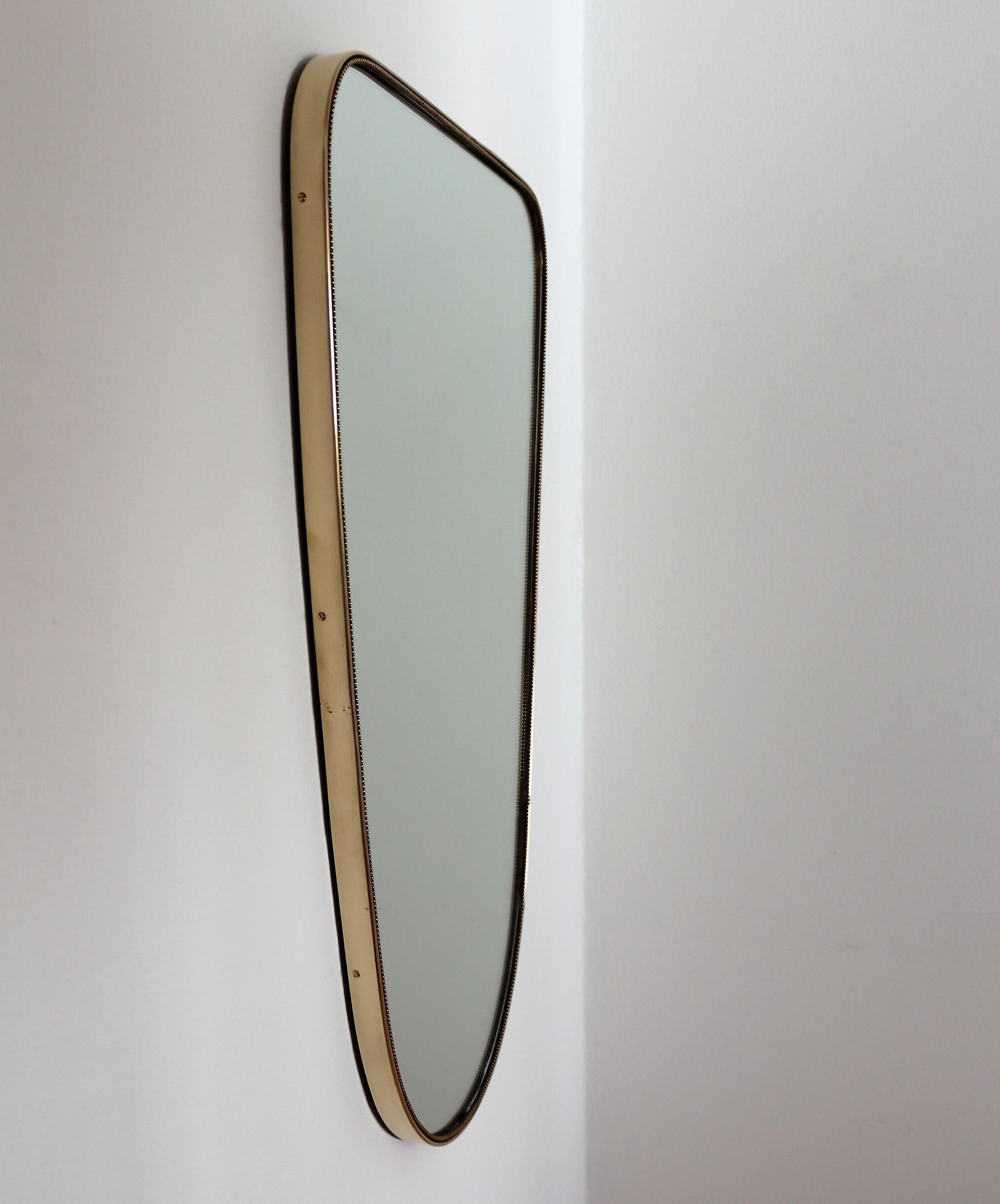 Italian Midcentury Extra Large Vintage Wall Mirror with Brass Frame, 1950s 3