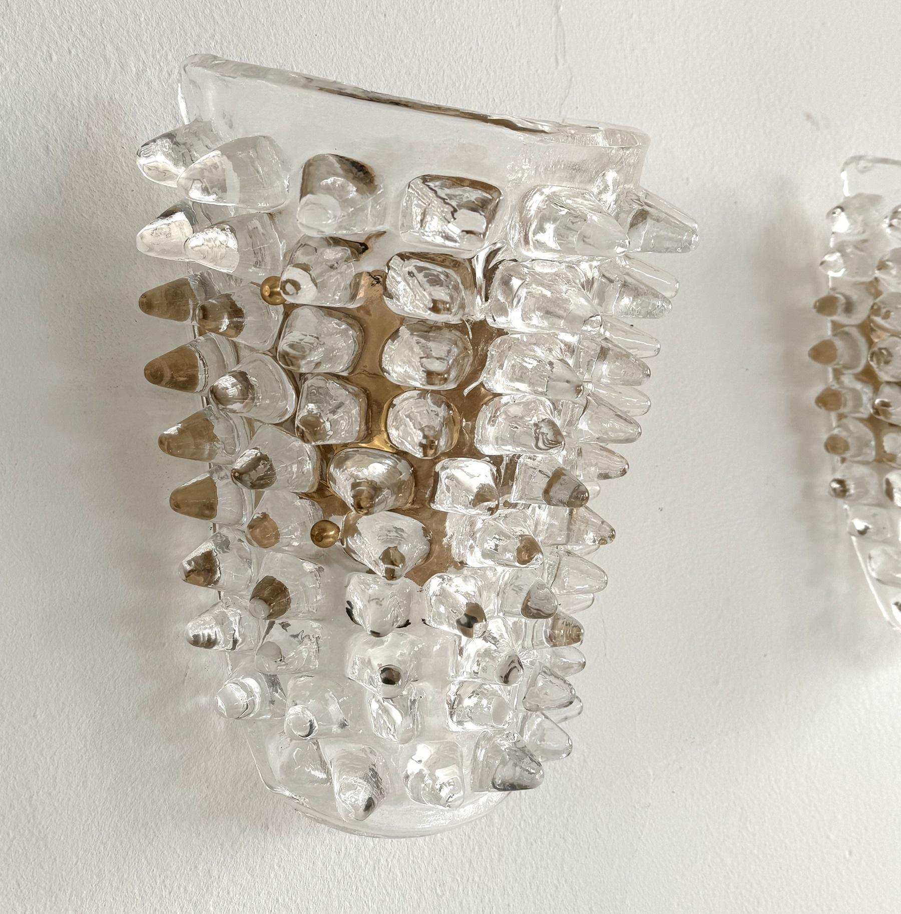 Paar 1990er Jahre Barovier Stil Rostrato Murano Glas Wandleuchten im Angebot 3
