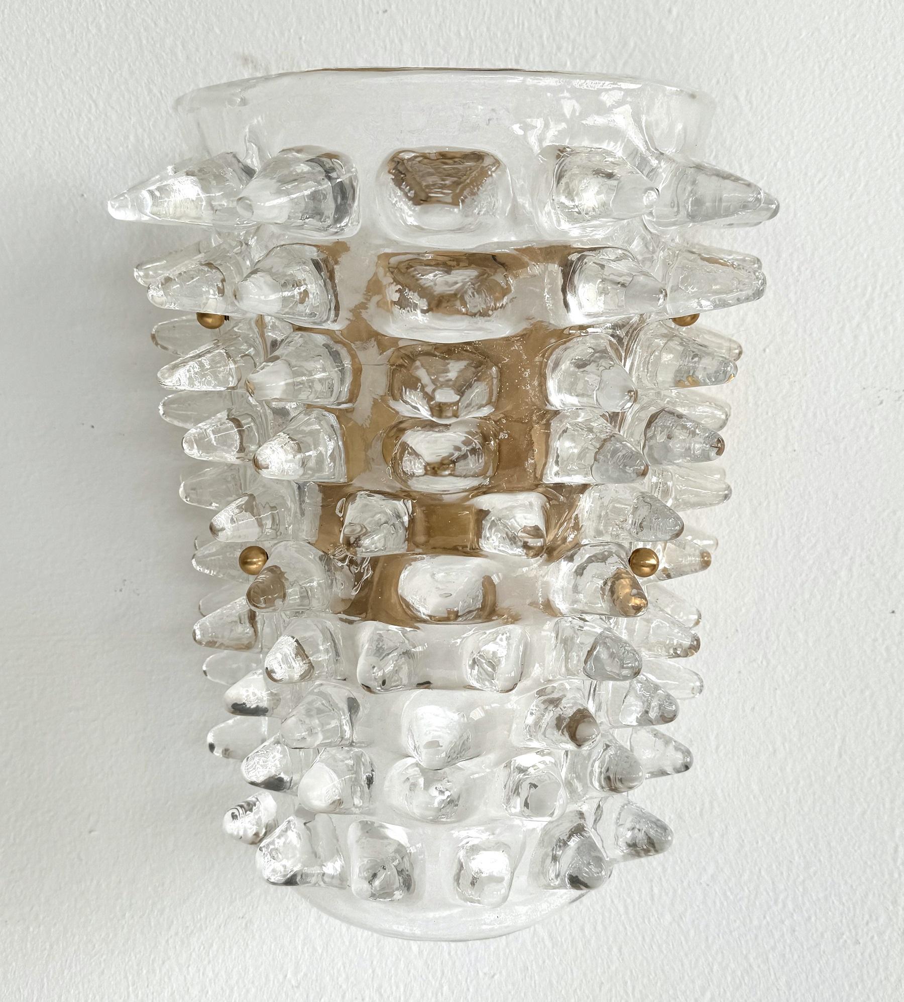 Paar 1990er Jahre Barovier Stil Rostrato Murano Glas Wandleuchten im Angebot 4