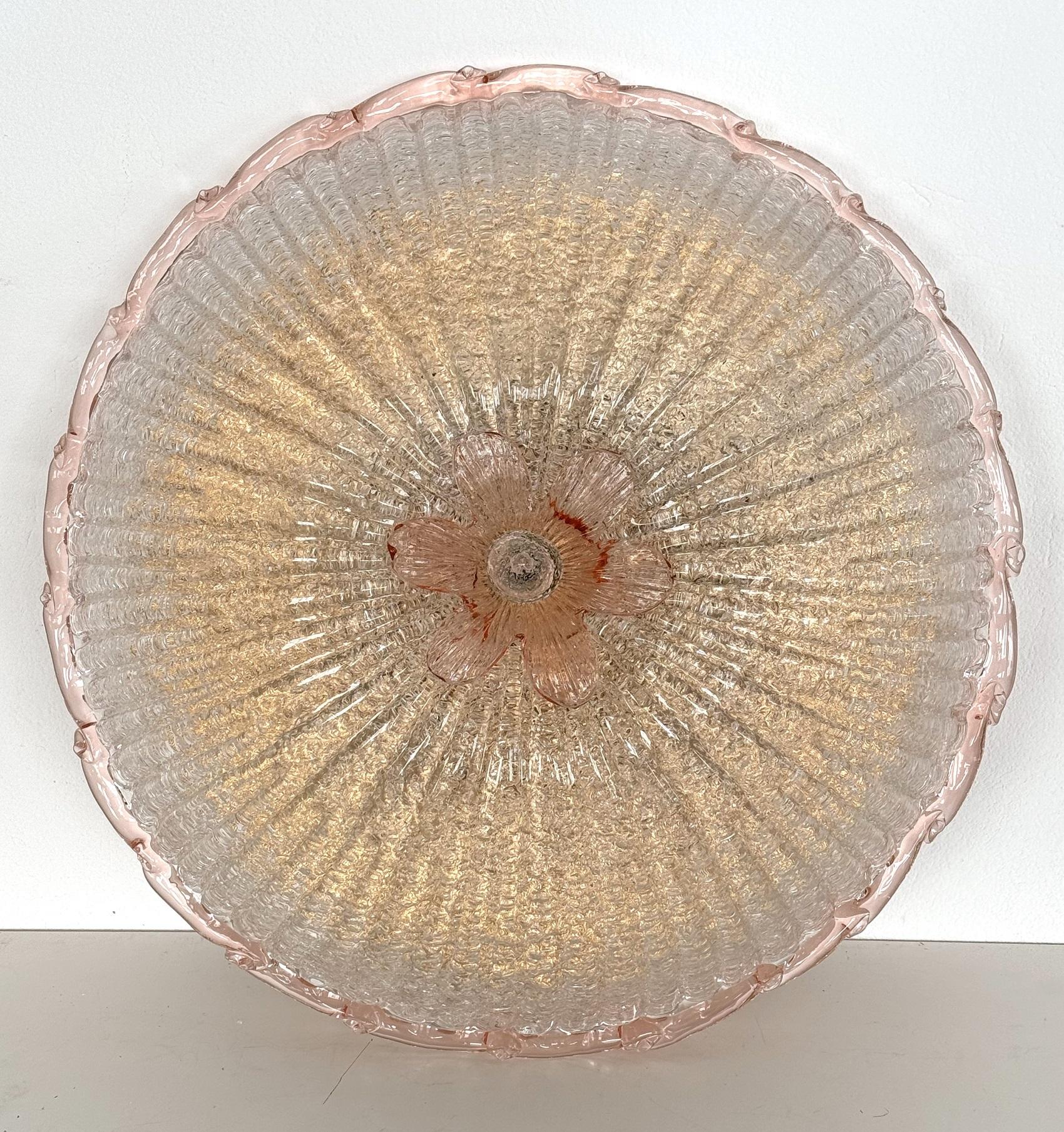 Italienische XXL-Murano-Glas-Einbauleuchte aus der Mitte des Jahrhunderts, 1970er Jahre 3