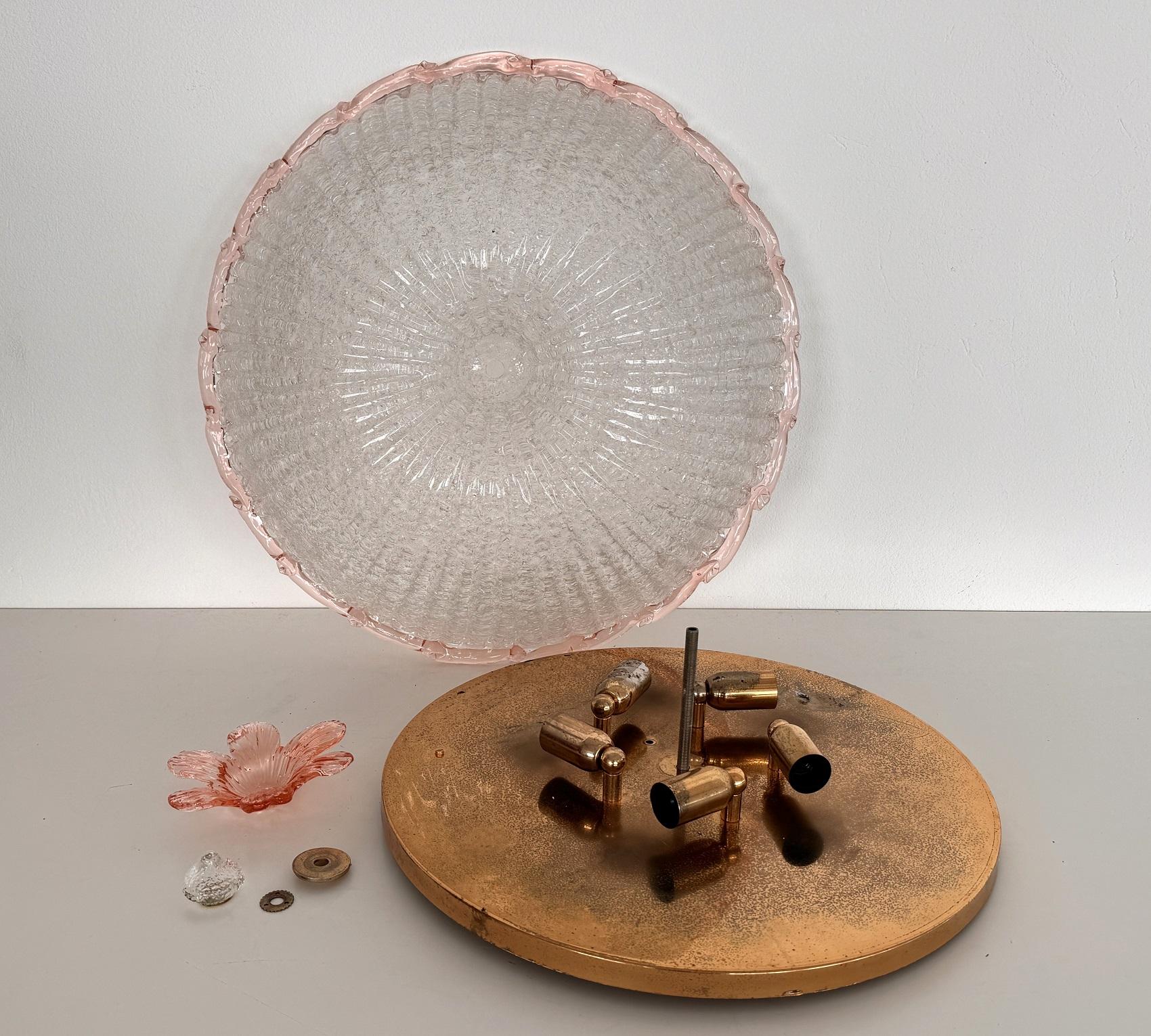 Italienische XXL-Murano-Glas-Einbauleuchte aus der Mitte des Jahrhunderts, 1970er Jahre 6