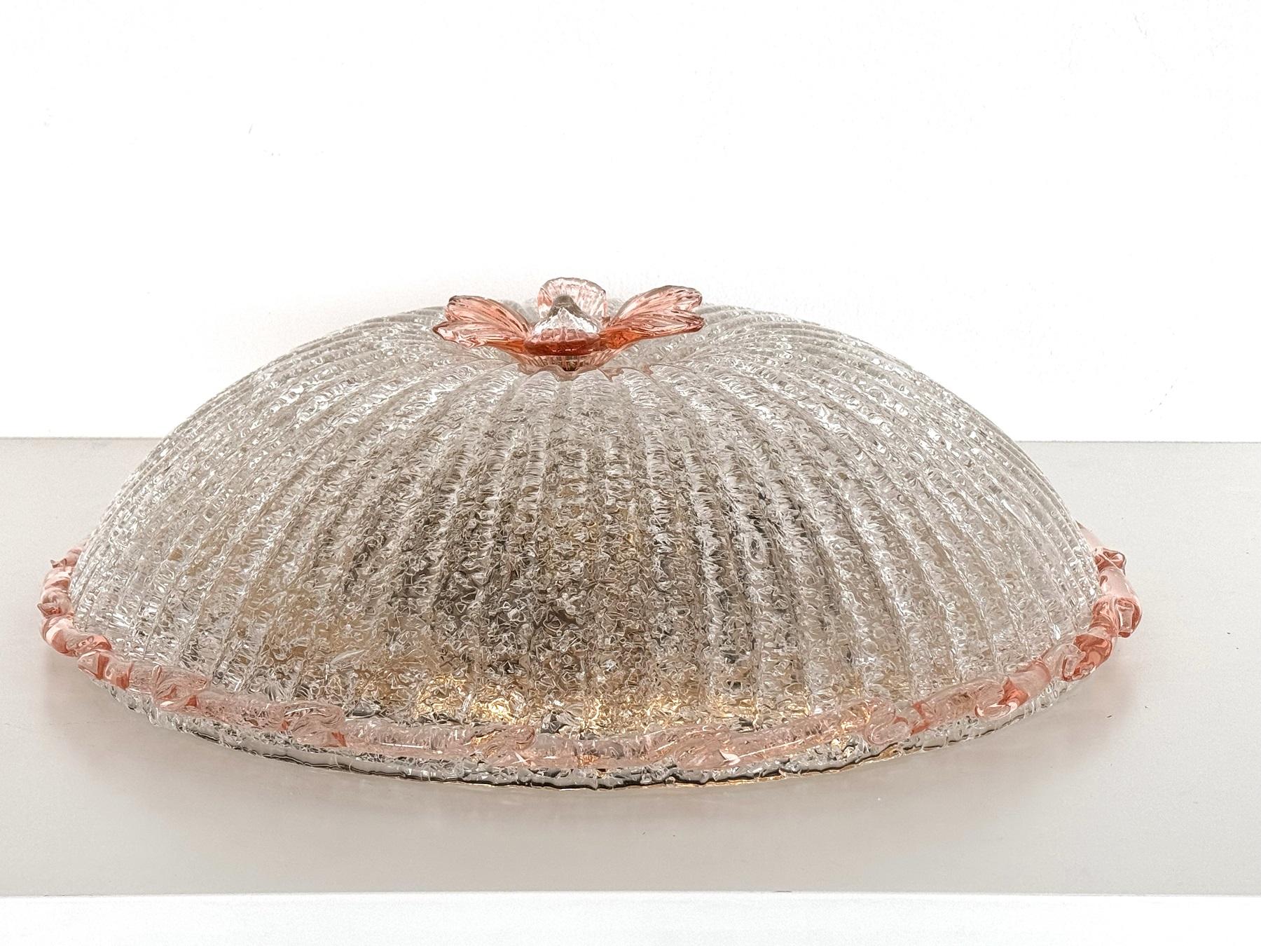 Italienische XXL-Murano-Glas-Einbauleuchte aus der Mitte des Jahrhunderts, 1970er Jahre (Moderne der Mitte des Jahrhunderts)