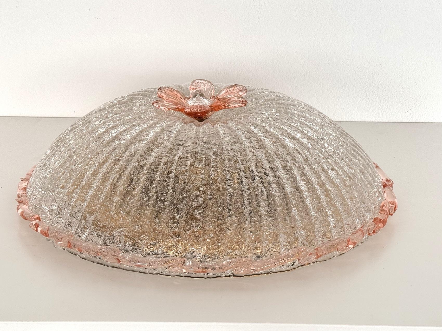 Italienische XXL-Murano-Glas-Einbauleuchte aus der Mitte des Jahrhunderts, 1970er Jahre (Handgefertigt)