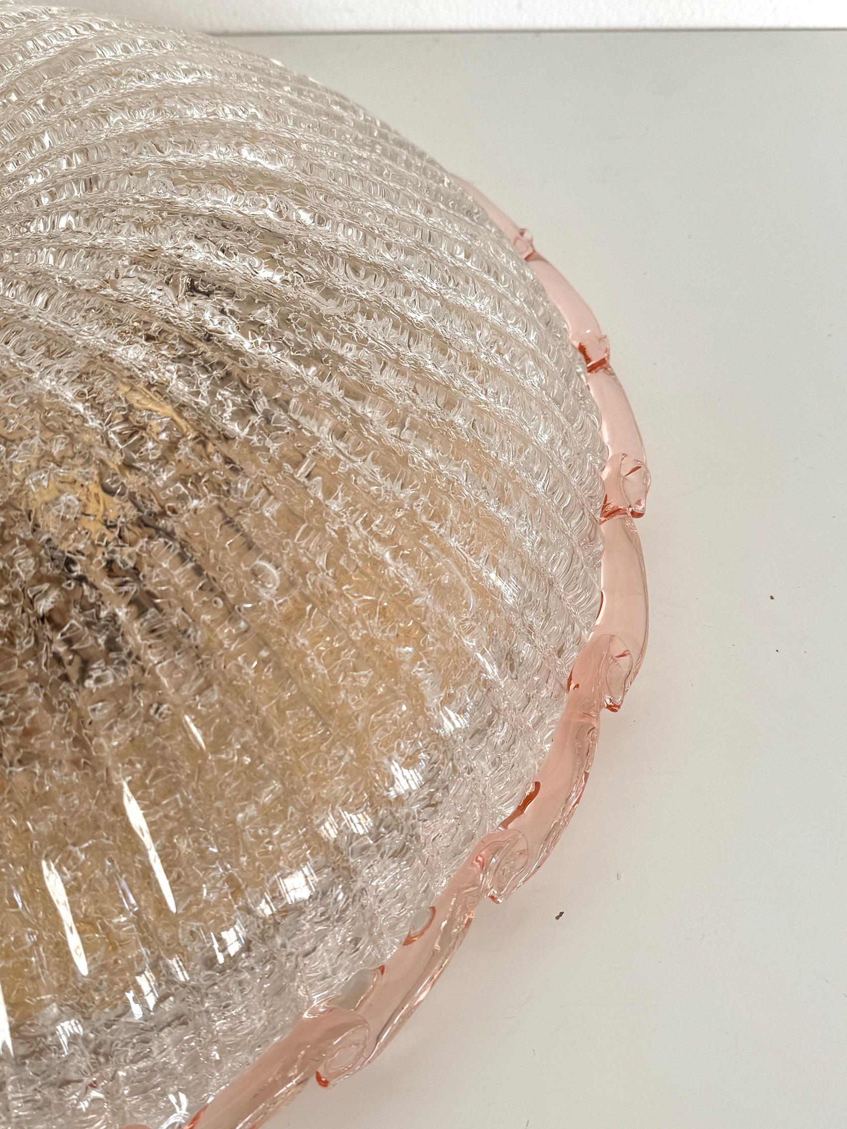 Italienische XXL-Murano-Glas-Einbauleuchte aus der Mitte des Jahrhunderts, 1970er Jahre (Metall)
