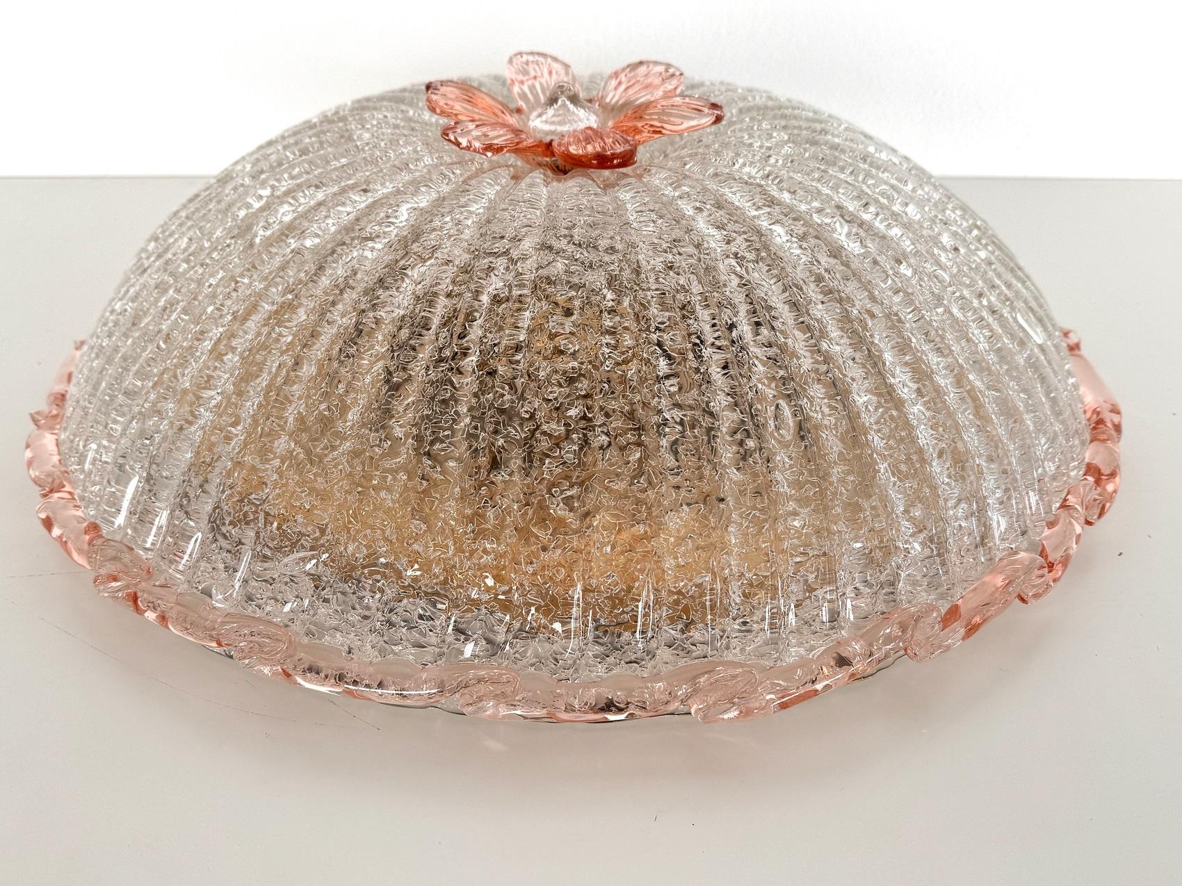 Italienische XXL-Murano-Glas-Einbauleuchte aus der Mitte des Jahrhunderts, 1970er Jahre 1