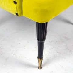 Italian Midcentury Yellow Velvet Cocktail Armchair