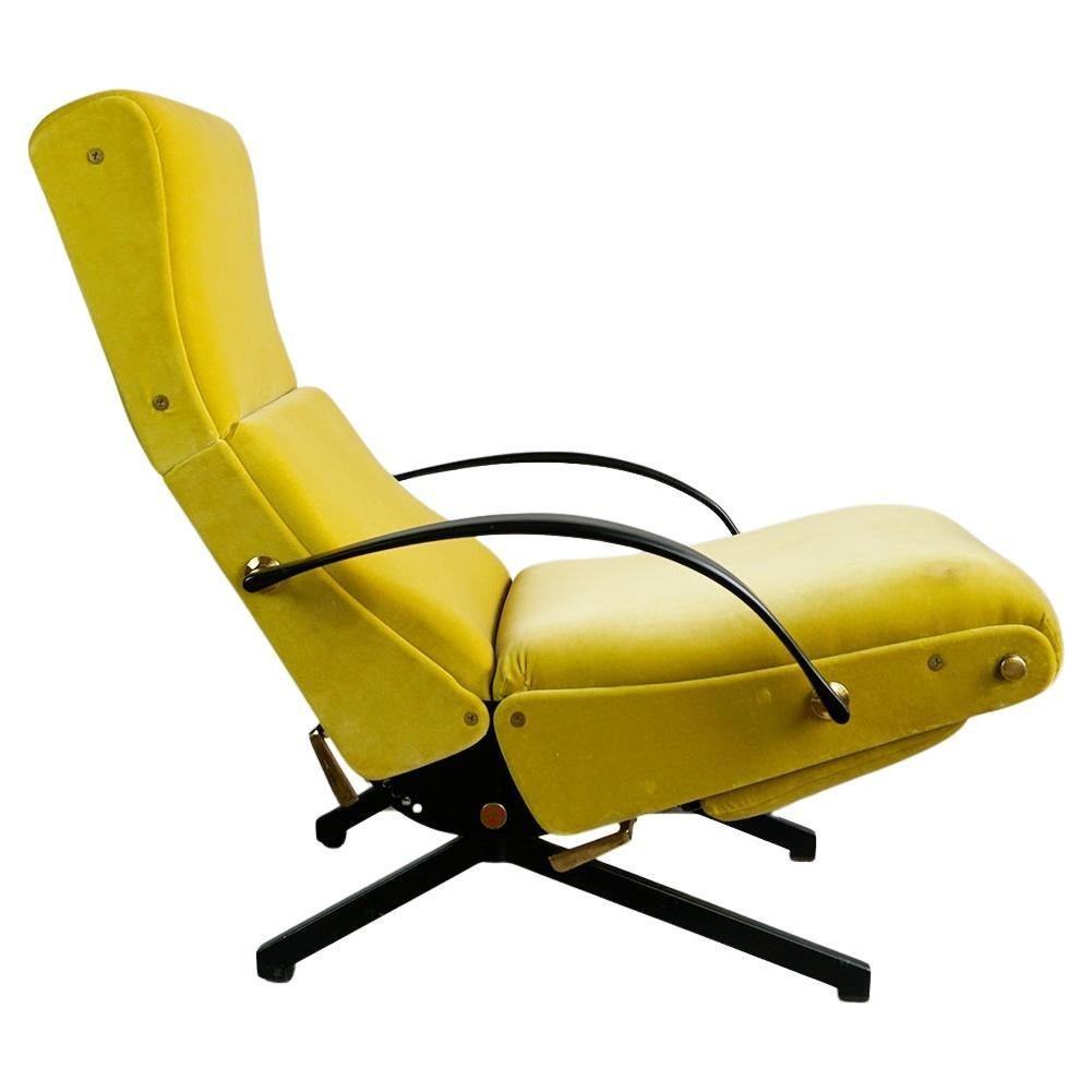 Italian Midcentury Yellow Velvet P40 Lounge Chair by Osvaldo Borsani for Tecno
