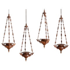 Antique Italian, Milanese, Etruscan Revival Carved Wood Vessels/Lanterns (2 Available)