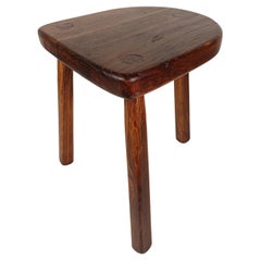 Italian Milking tripod Stool / Low Table hand carved in solid rustic fir wood