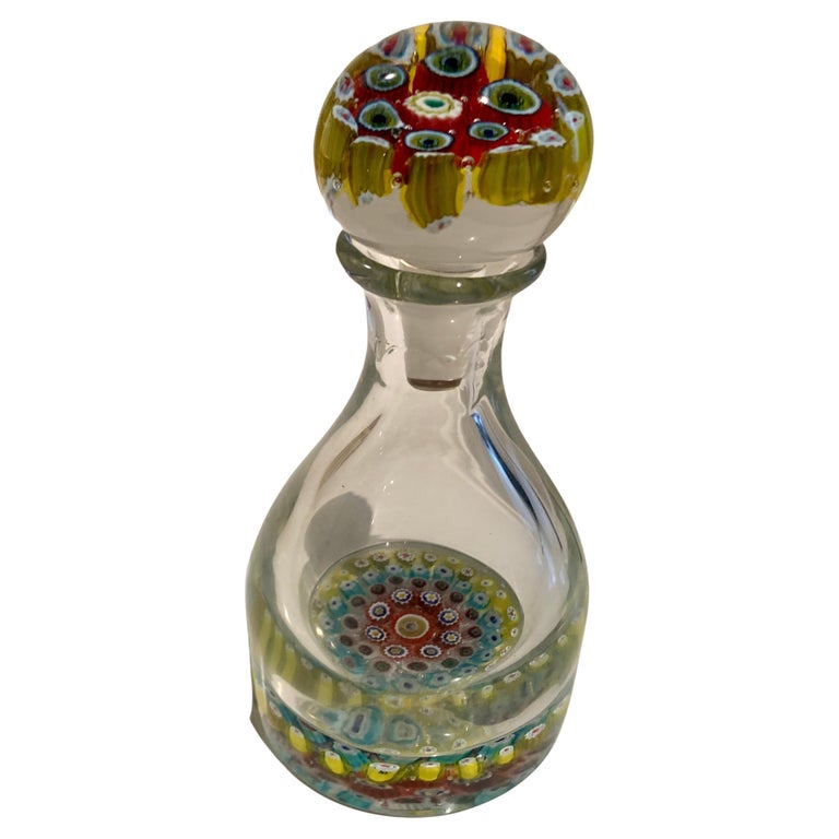Mid-Century Modern Italian Millefiori Murano Glass Bottle Decanter with Stopper For Sale
