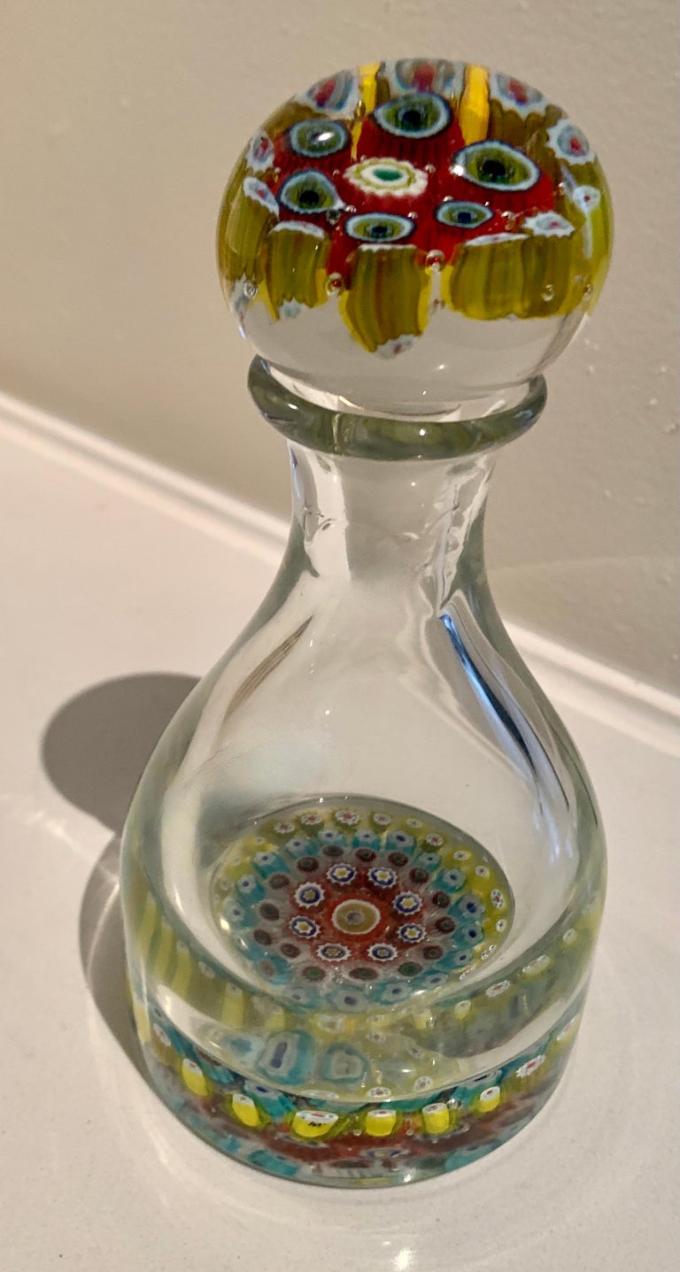 Italian Millefiori Murano Glass Bottle Decanter with Stopper For Sale 1