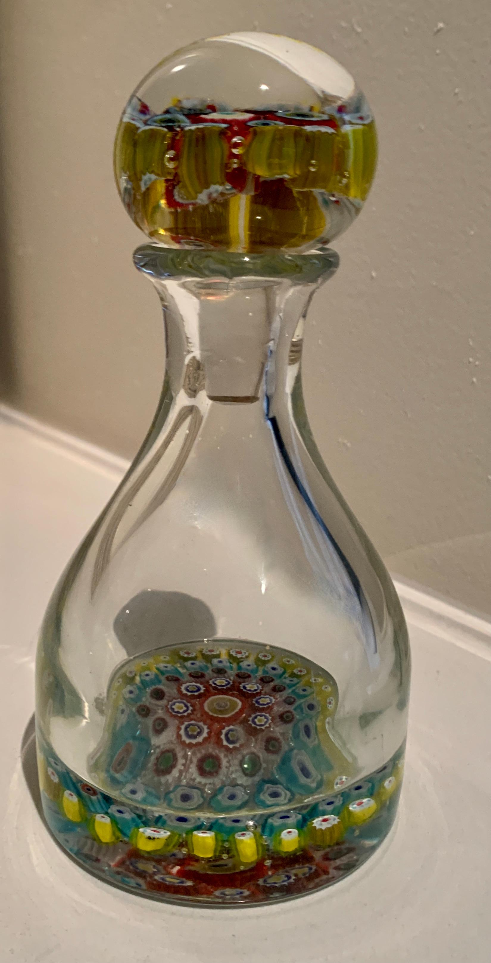 Art Glass Italian Millefiori Murano Glass Bottle Decanter with Stopper