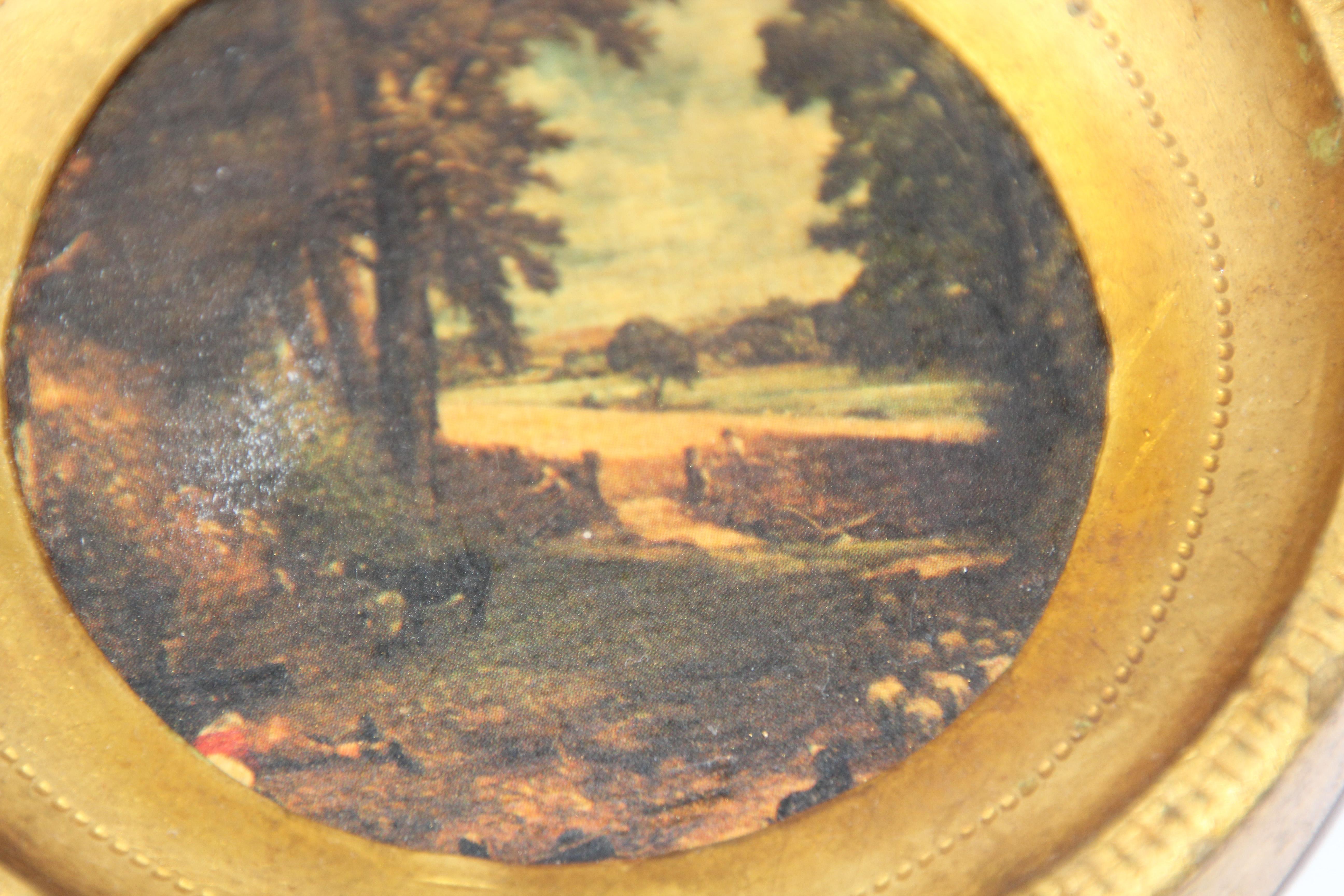 Italian Miniature Painting in Round Gilt Frame In Good Condition In Moreno Valley, CA