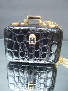 Italian Miniature Tiny Card Case Mini Trunk Style Shoulder Bag c 1990s