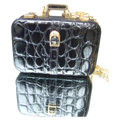 Italian Miniature Tiny Card Case Mini Trunk Style Shoulder Bag c 1990s