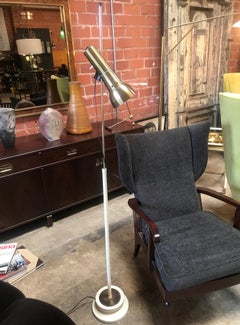 Italian Minimal Adjustable Floor Lamp with One Brass Spot, 1960s
