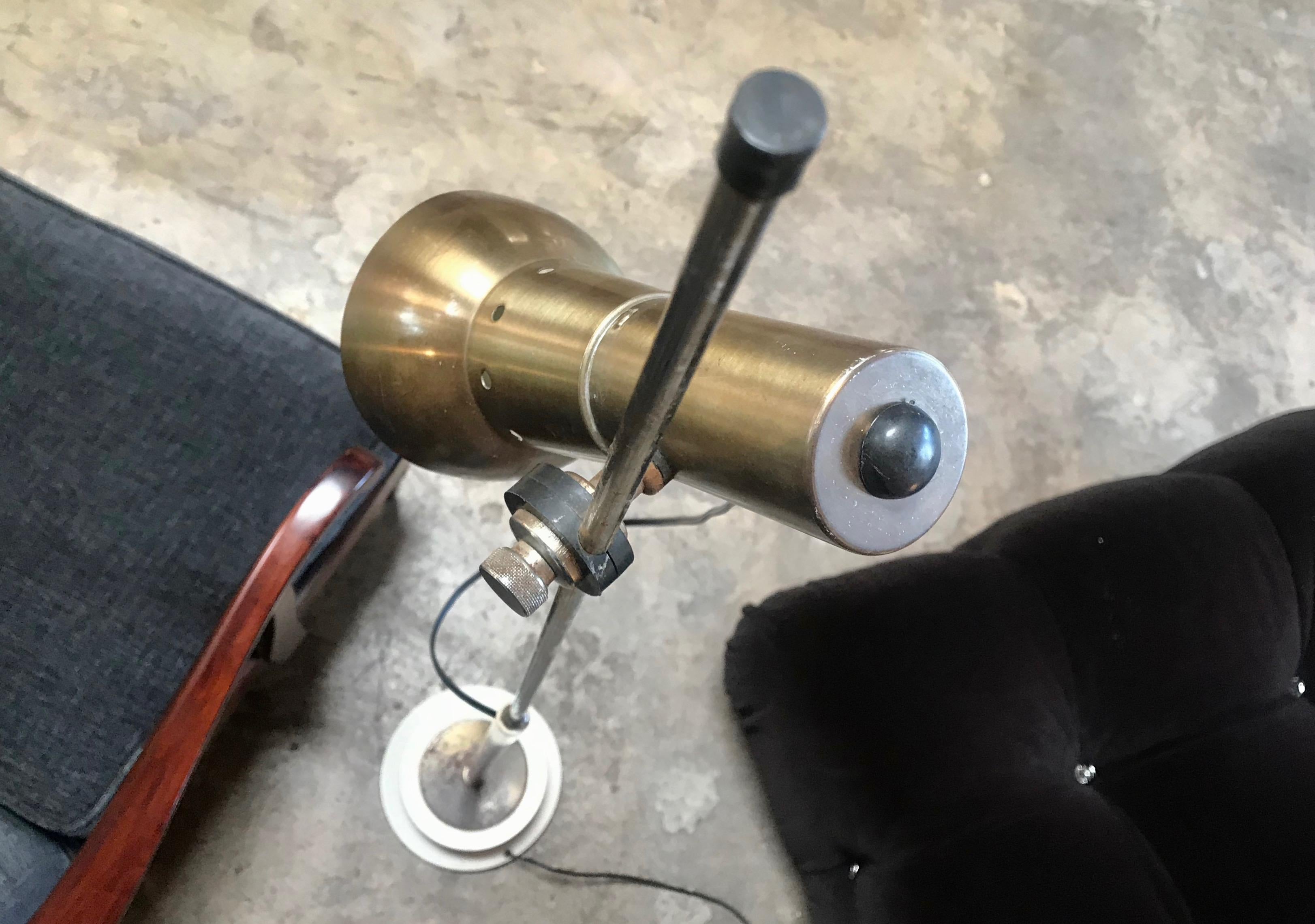 Italian Minimal Adjustable Floor Lamp with One Brass Spot, 1960s In Good Condition For Sale In Los Angeles, CA
