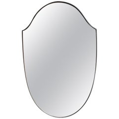 Italian Minimal Curvilinear Brass Mirror, 1950s