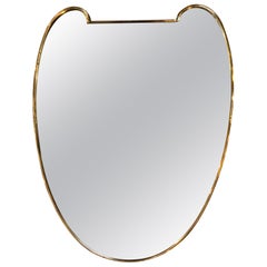 Italian Minimal Curvilinear Brass Mirror, 1950s