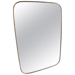 Italian Minimal Curvilinear Brass Mirror, 1950s