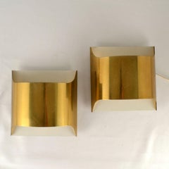 Italian Minimalist Geometric Brass 1960's Wall Sconces