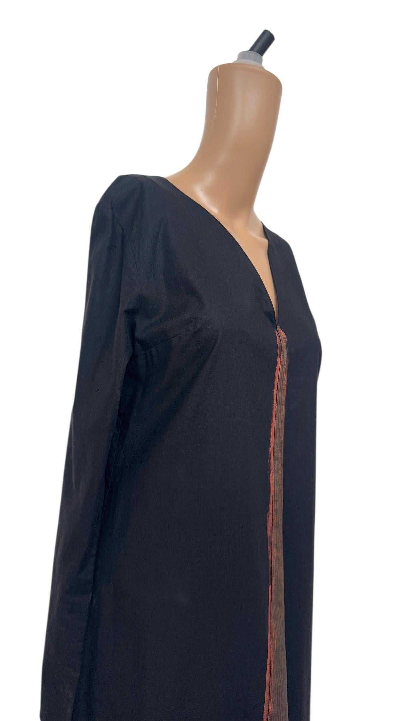 Vestido largo italiano minimalista de algodón con detalle de seda cruda de Dipende en Bueno estado para la venta en Milano, IT