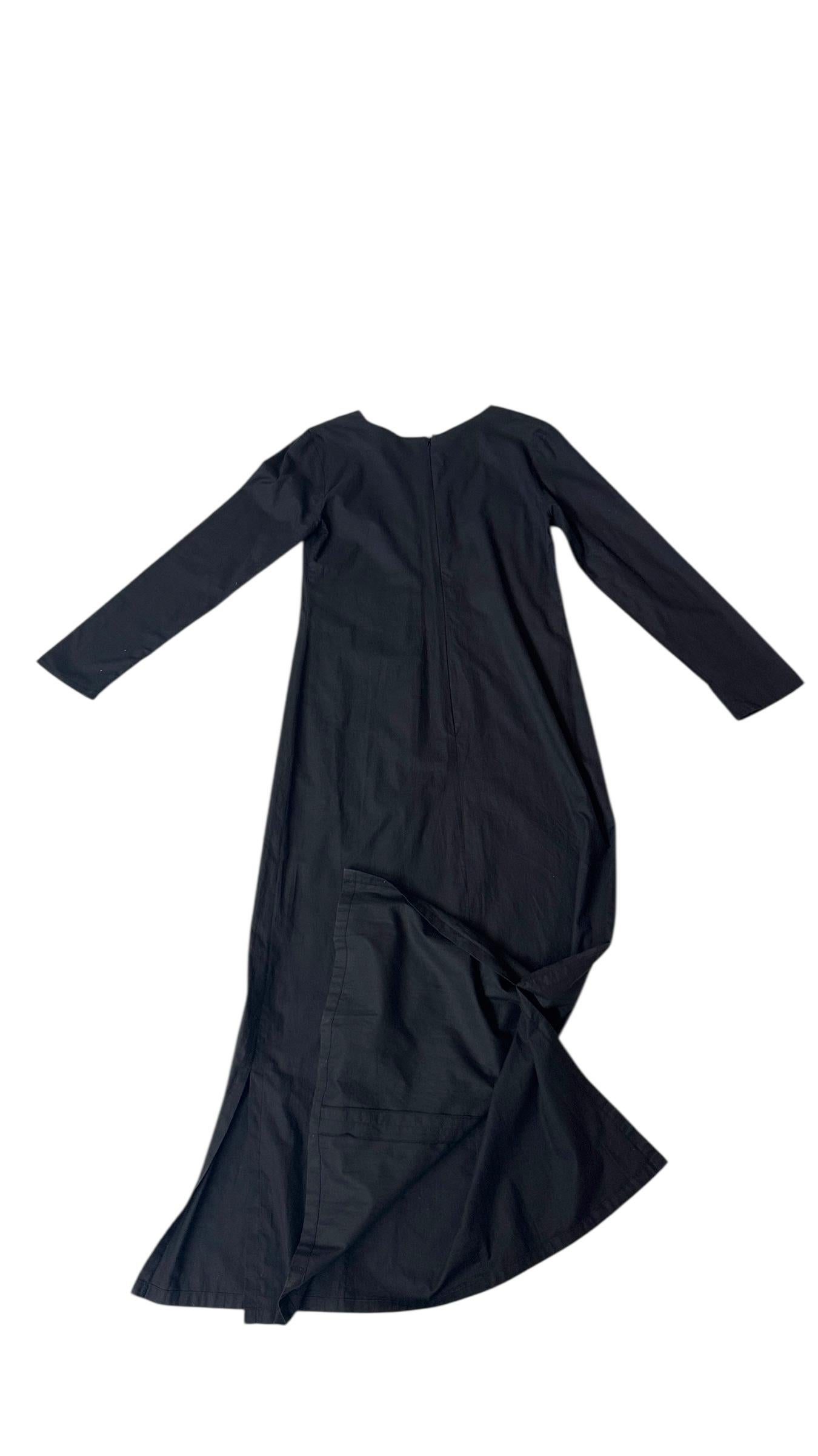 Vestido largo italiano minimalista de algodón con detalle de seda cruda de Dipende en venta 1