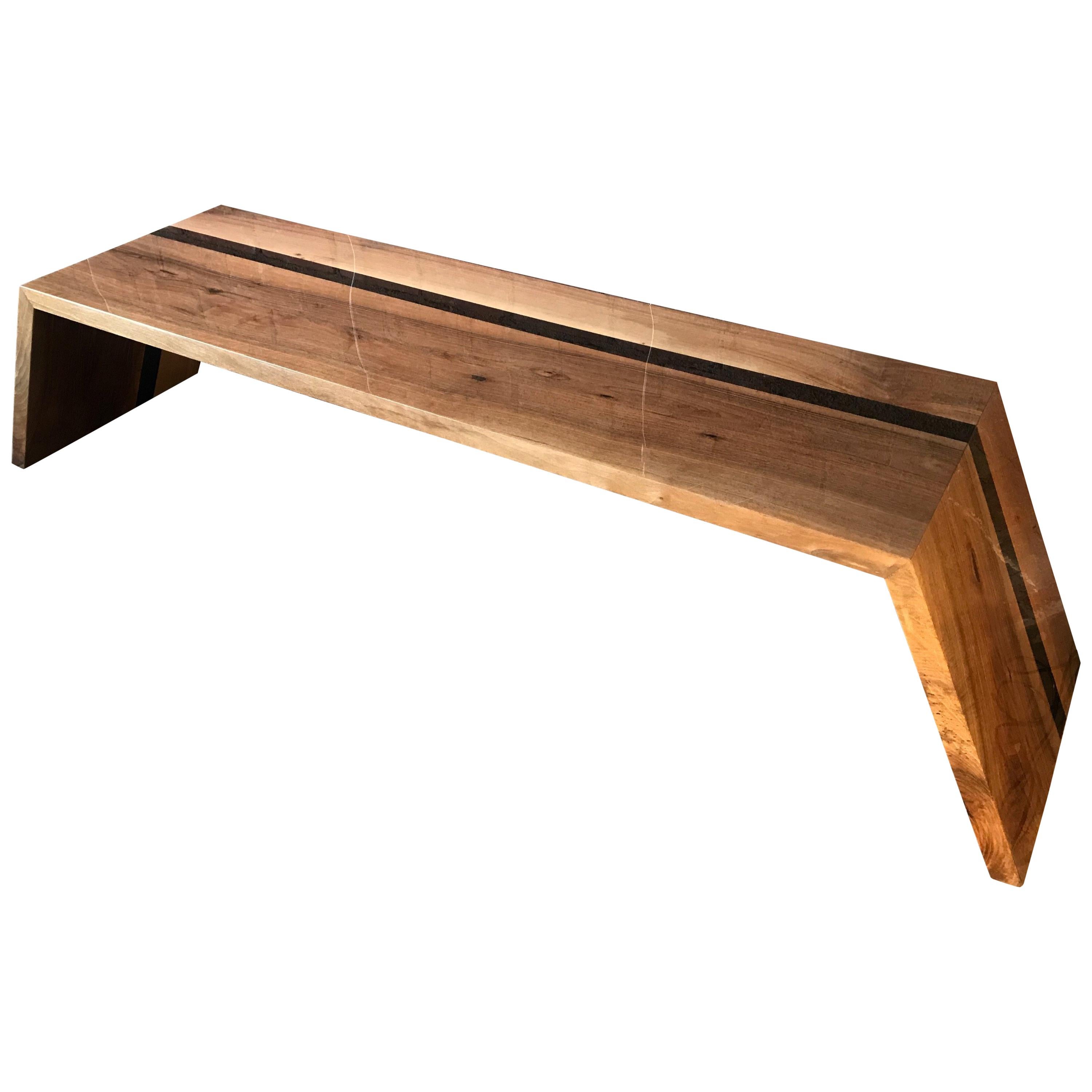 Italian Minimalist Monolithic Oak Bench For Sale