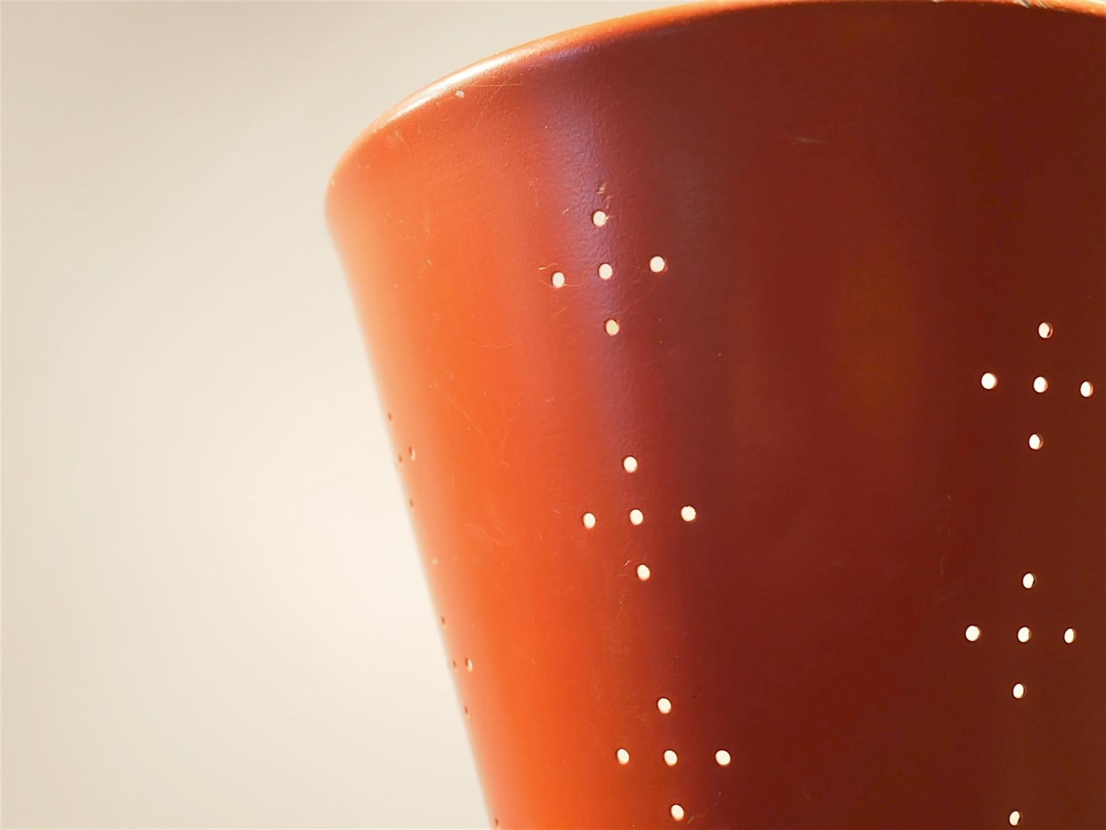 French Italian Minimalist Perforated Metal Cone Sconce, 1950s For Sale