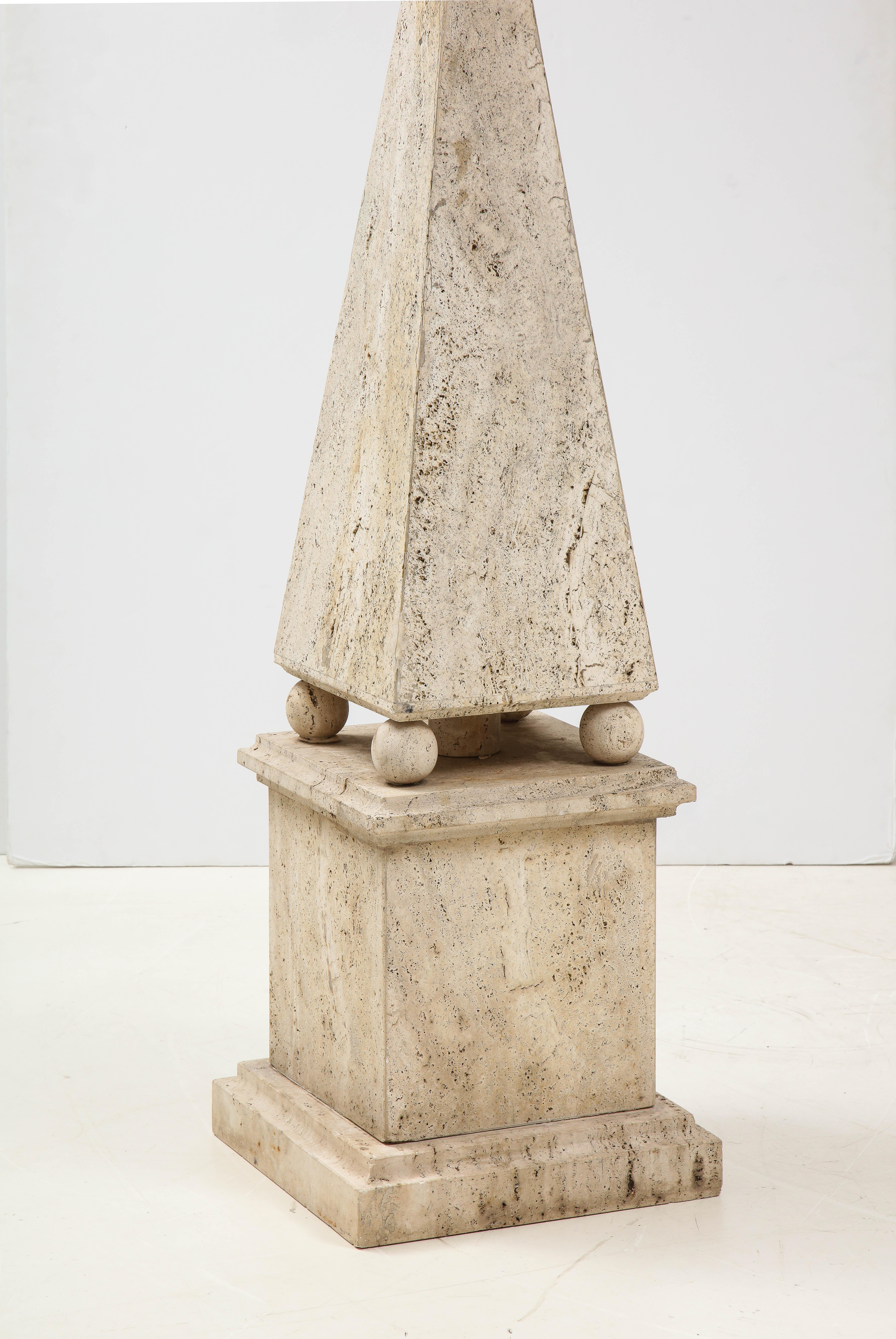 Italian Minimalist Roman Travertine Obelisk, Italy, 1970 For Sale 5