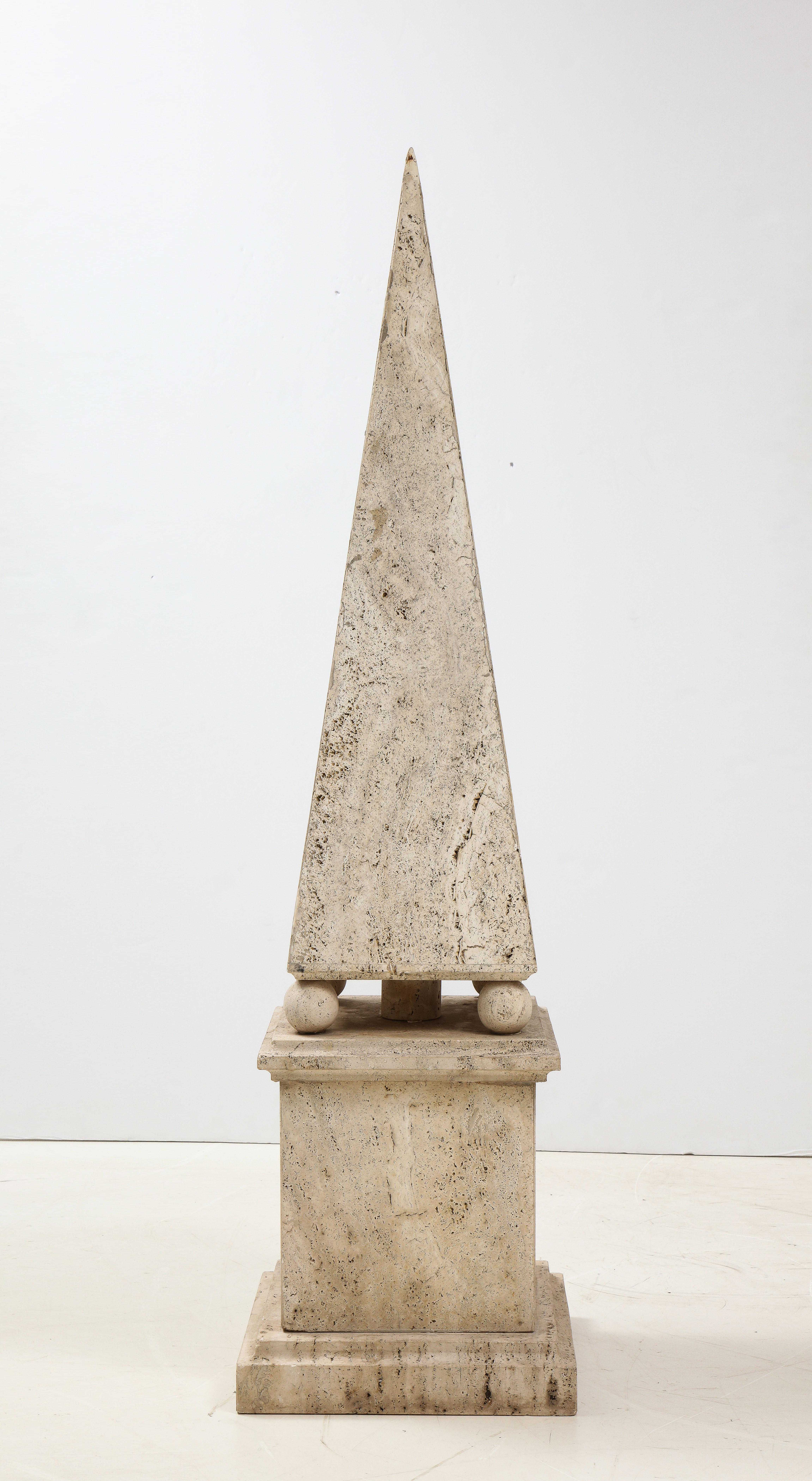 Italian Minimalist Roman Travertine Obelisk, Italy, 1970 For Sale 8