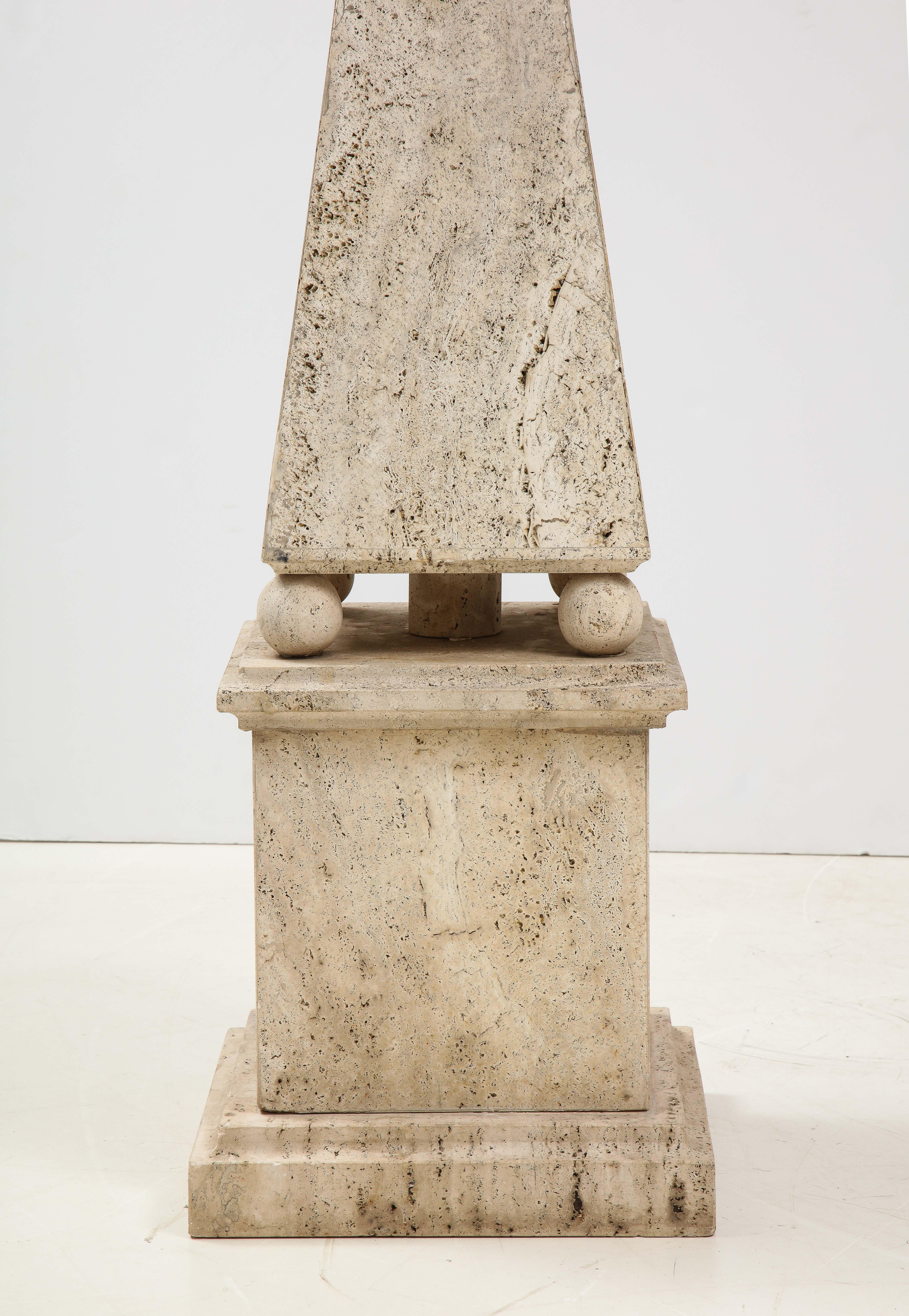 Italian Minimalist Roman Travertine Obelisk, Italy, 1970 For Sale 9