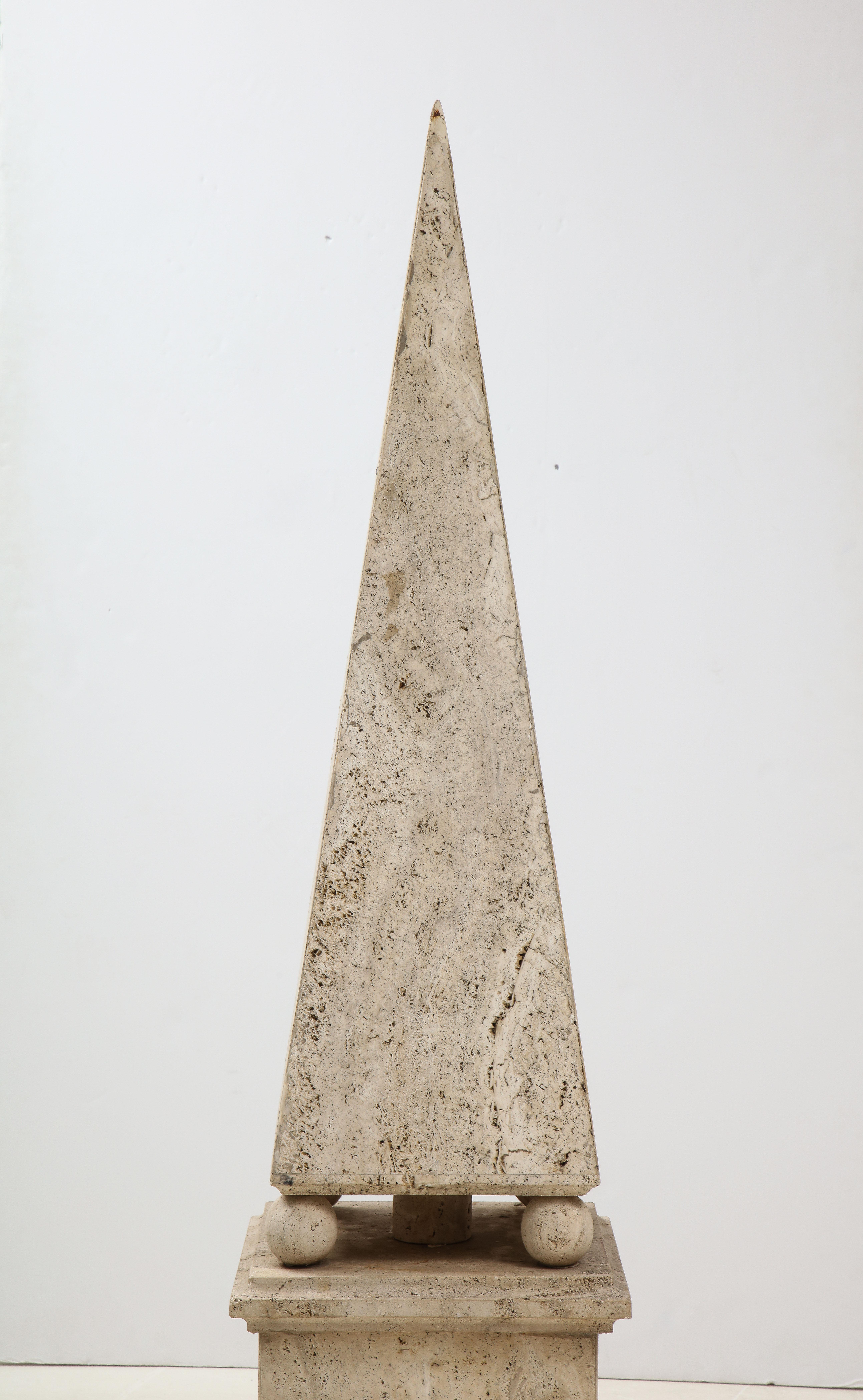 Italian Minimalist Roman Travertine Obelisk, Italy, 1970 For Sale 10