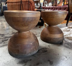 Sgabello minimalista italiano in legno scultoreo di Gavina degli anni '80