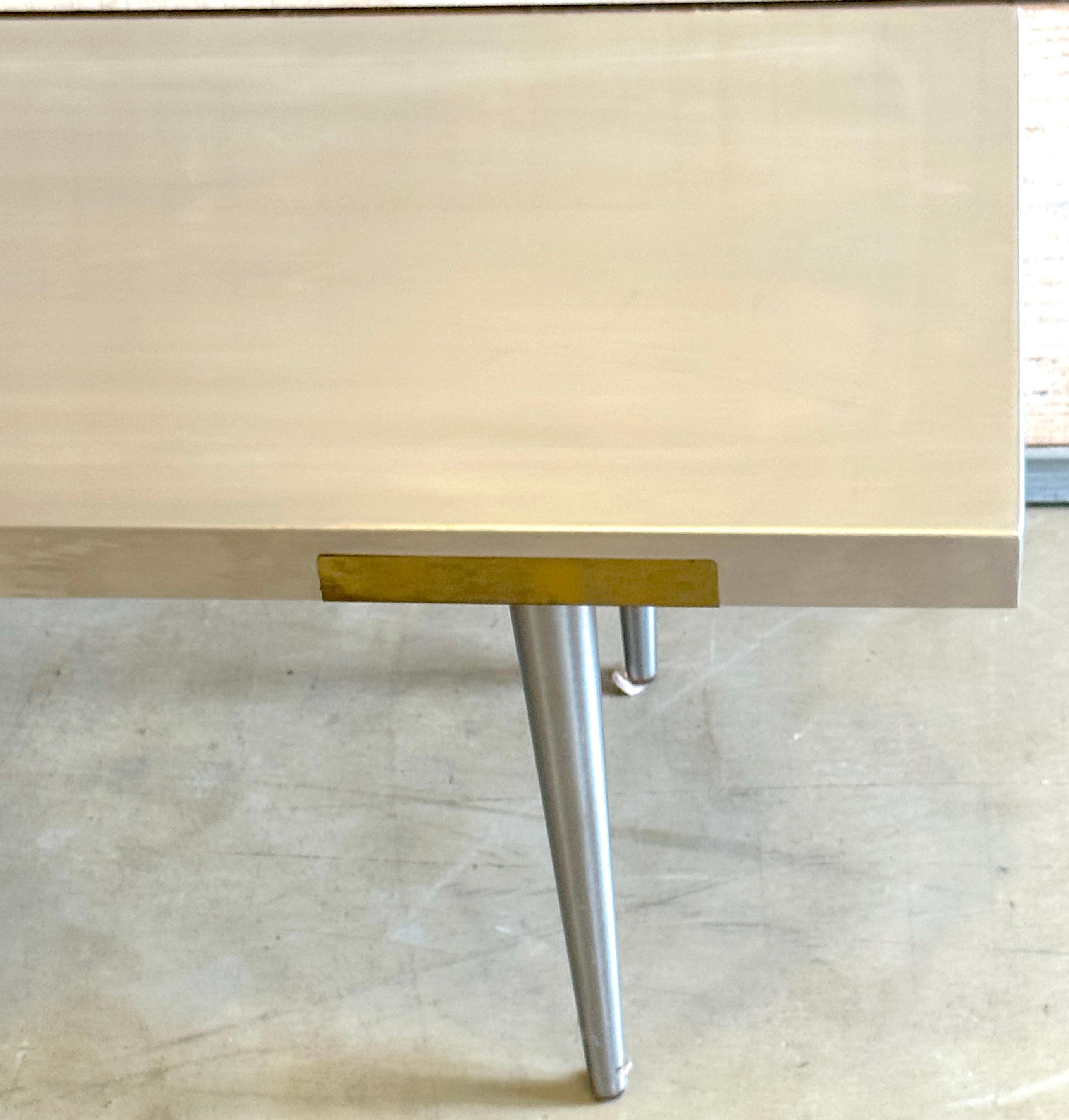 Italian Minimalist Stainless Steel & Brass Bench / Coffee Table, Attr. Rivadossi In Good Condition For Sale In West Palm Beach, FL