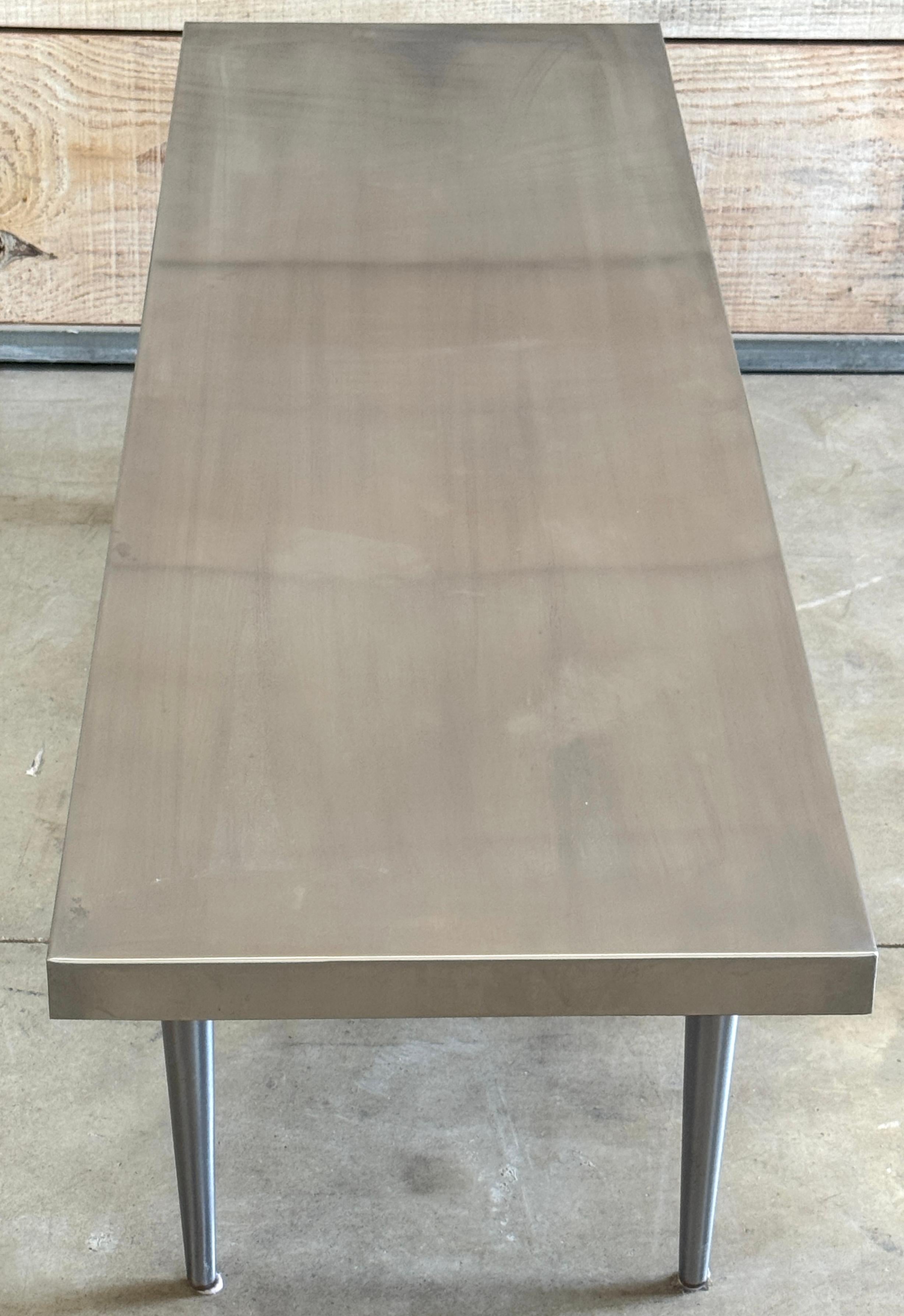 Italian Minimalist Stainless Steel & Brass Bench / Coffee Table, Attr. Rivadossi For Sale 1
