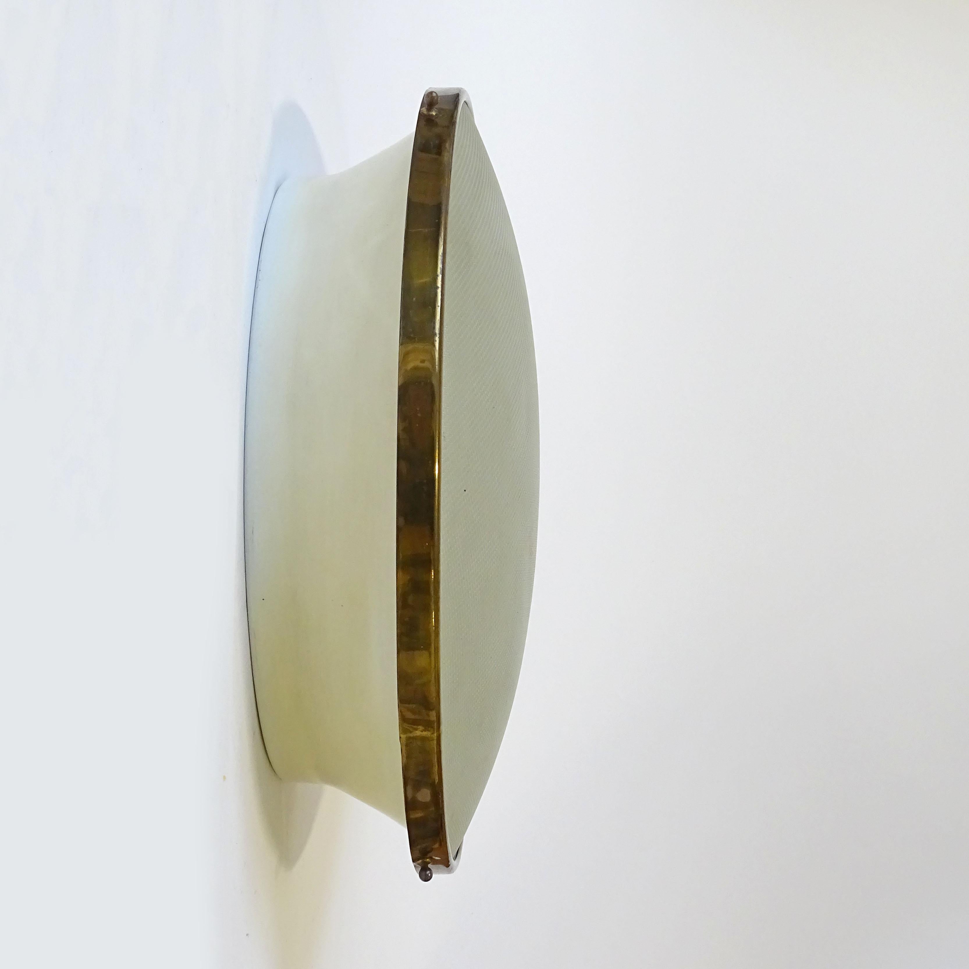 Sublime Lámpara Italiana de Pared o Techo de los Años 40 en Latón y Cristal