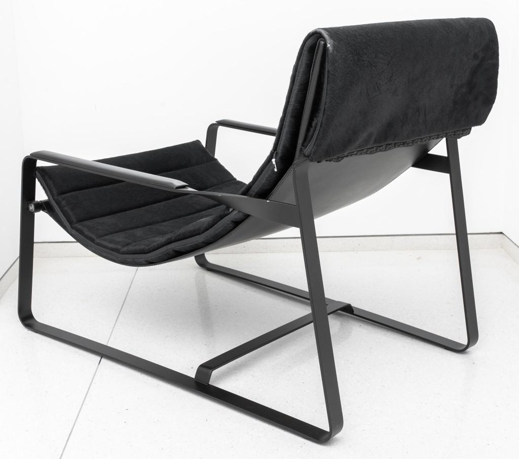 Modern Italian Minotti Black Mohair Lounge Chair