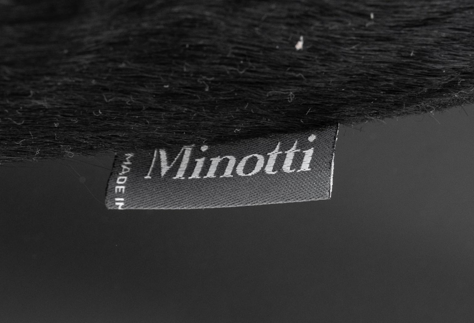 Steel Italian Minotti Black Mohair Lounge Chair