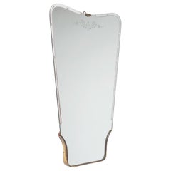 Vintage Italian Mirror, 1940s, Etched and Cut Glass