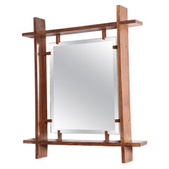 Vintage Italian Mirror Attributed to Ettore Sottsass in Wood, 1950s