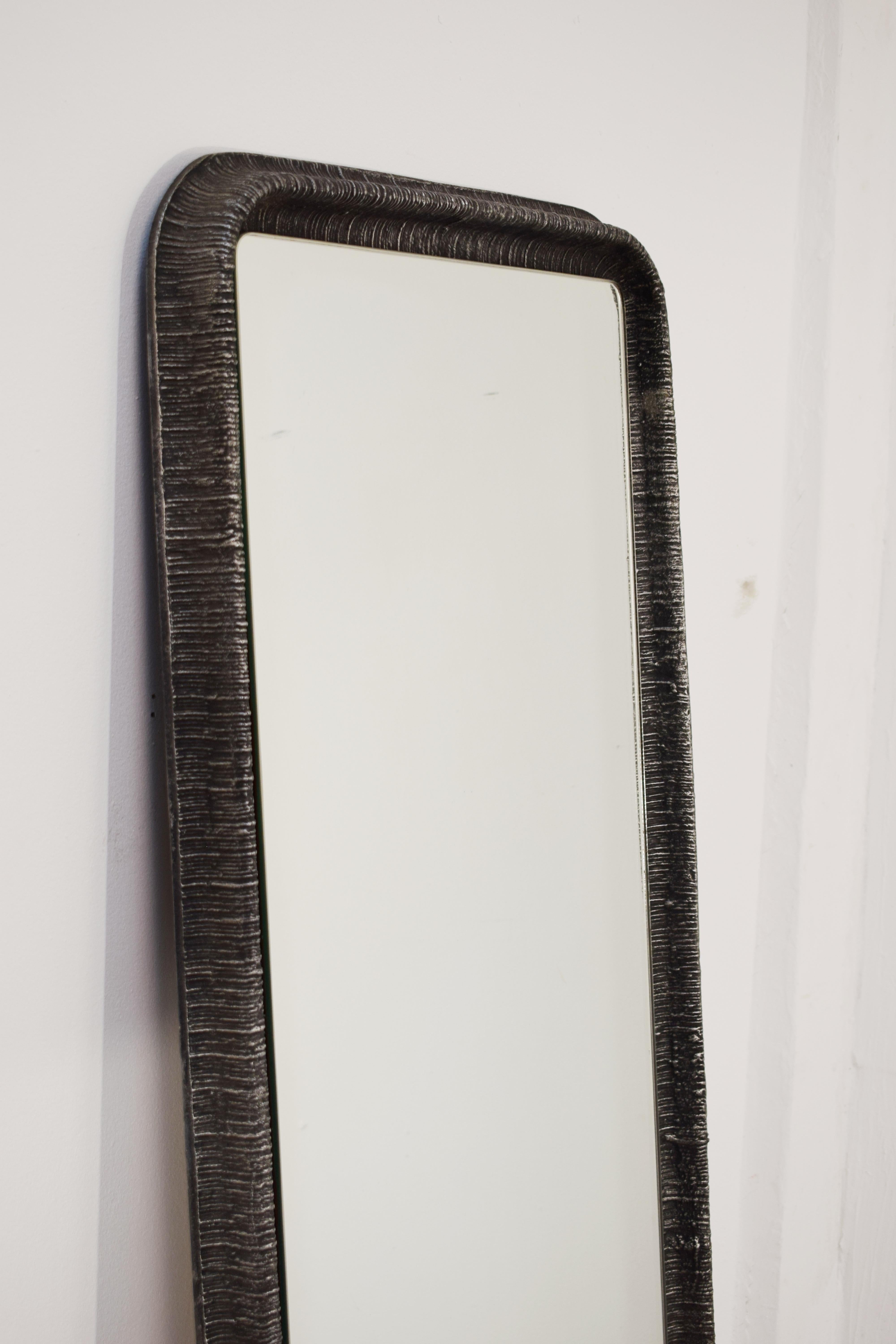 Aluminum Italian mirror by Lorenzo Burchiellaro, 1960s For Sale