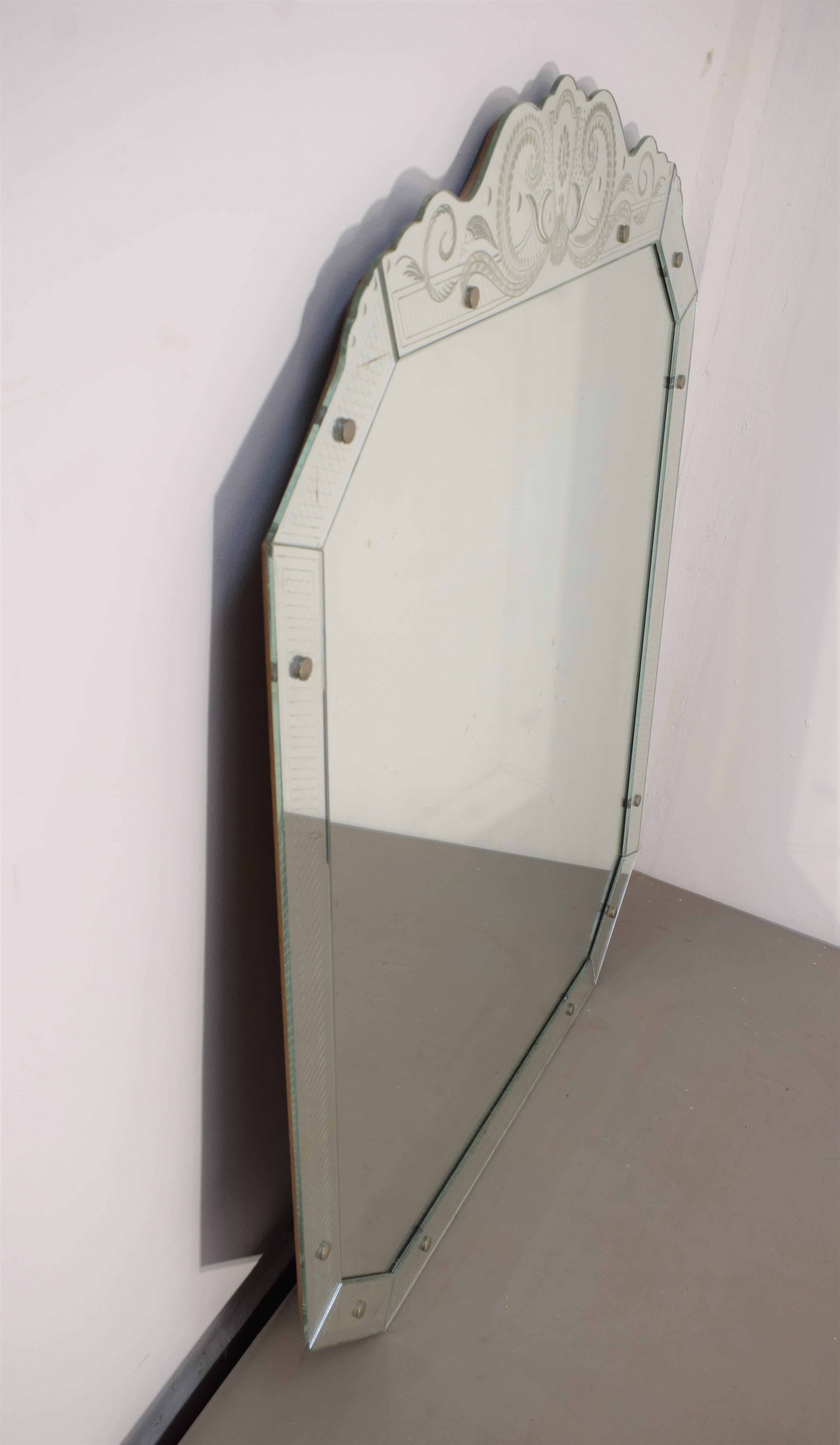 Glass Italian Mirror by Pietro Chiesa, 1950s For Sale