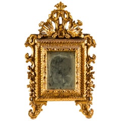 Italian Mirror Carved Giltwood, Italy, 18th Century, Baroque Rococo Frame