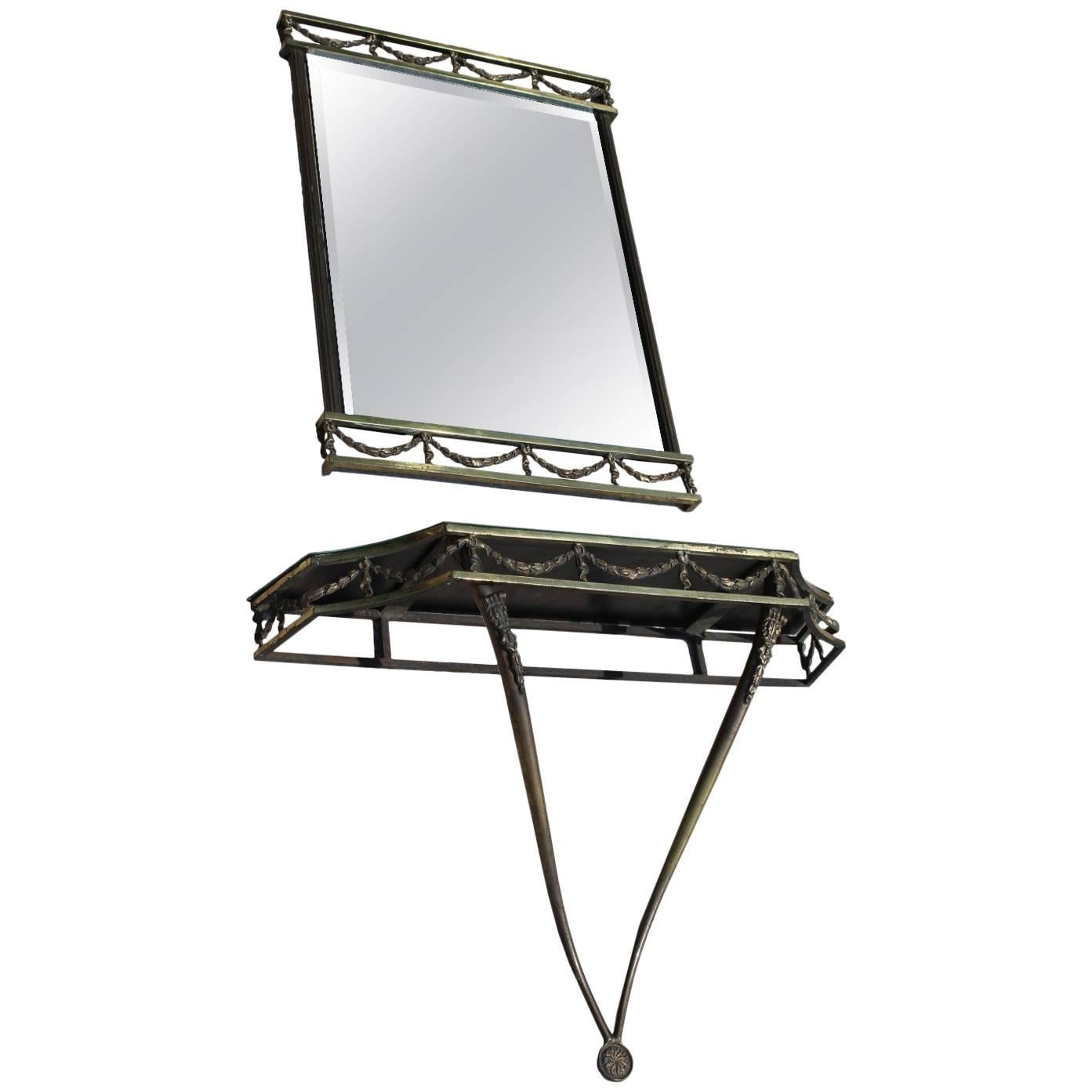 Italian Mirror Console with Matching Mirror, Casa Veneto, 1900s For Sale