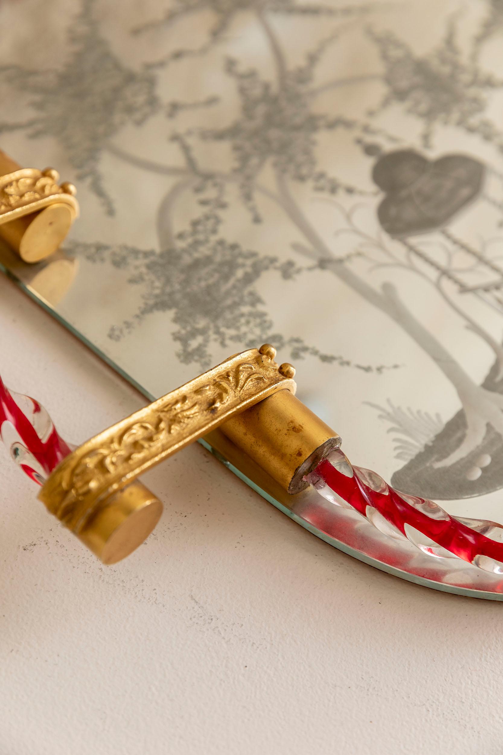 Italian Mirror-Engraved Murano Glass Serving Tray Attributed to Ercole Barovier 6